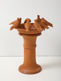 1980er Jahre Terrakotta-Vogelbrunnen