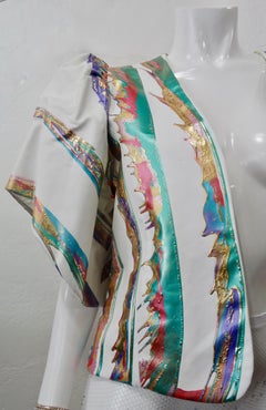 Terry & Toni 1980s Hand Painted Leather Cropped Jacket