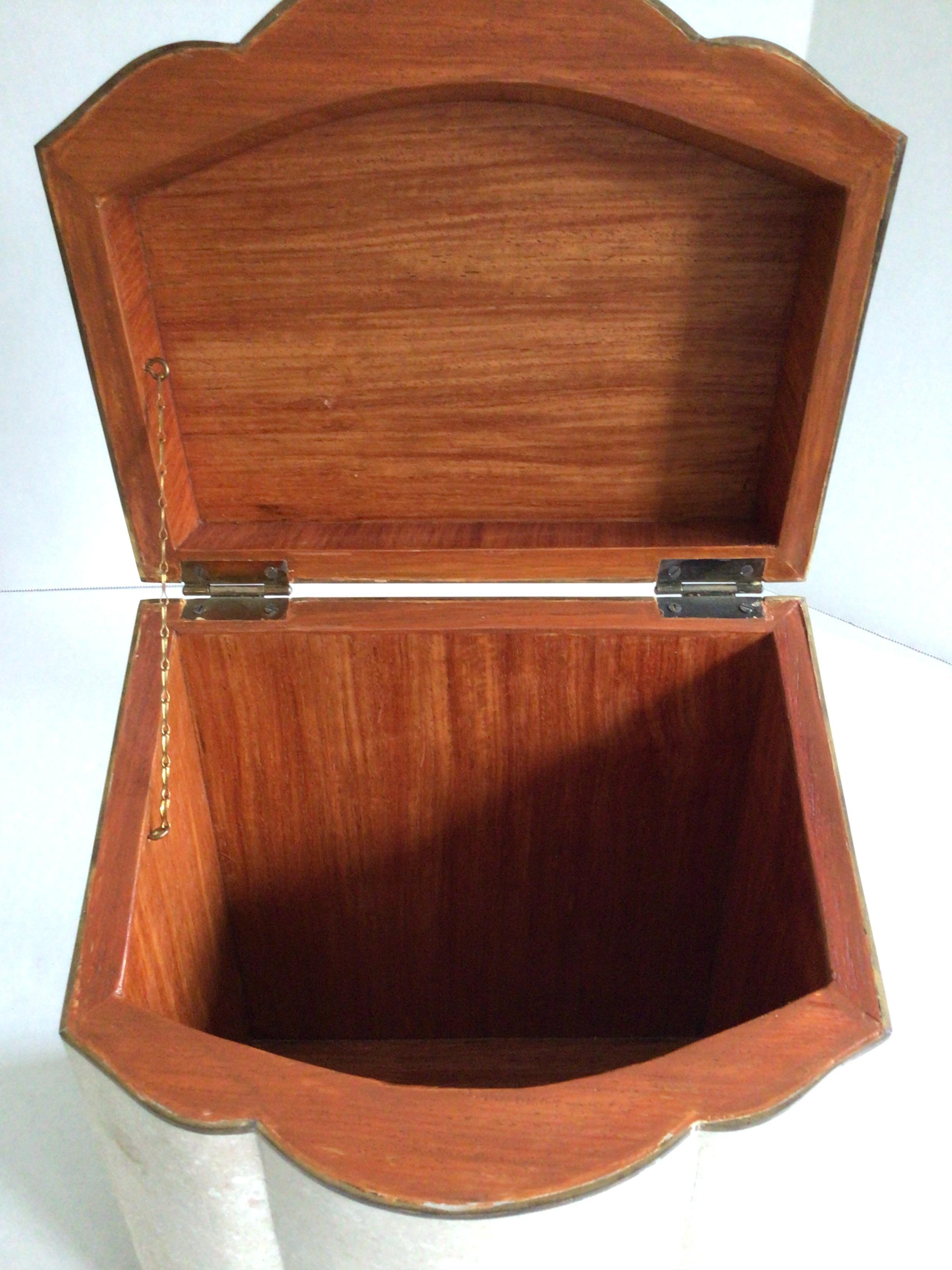 1980s Tesellated Stone and Brass Inlayed Tall Box For Sale 4