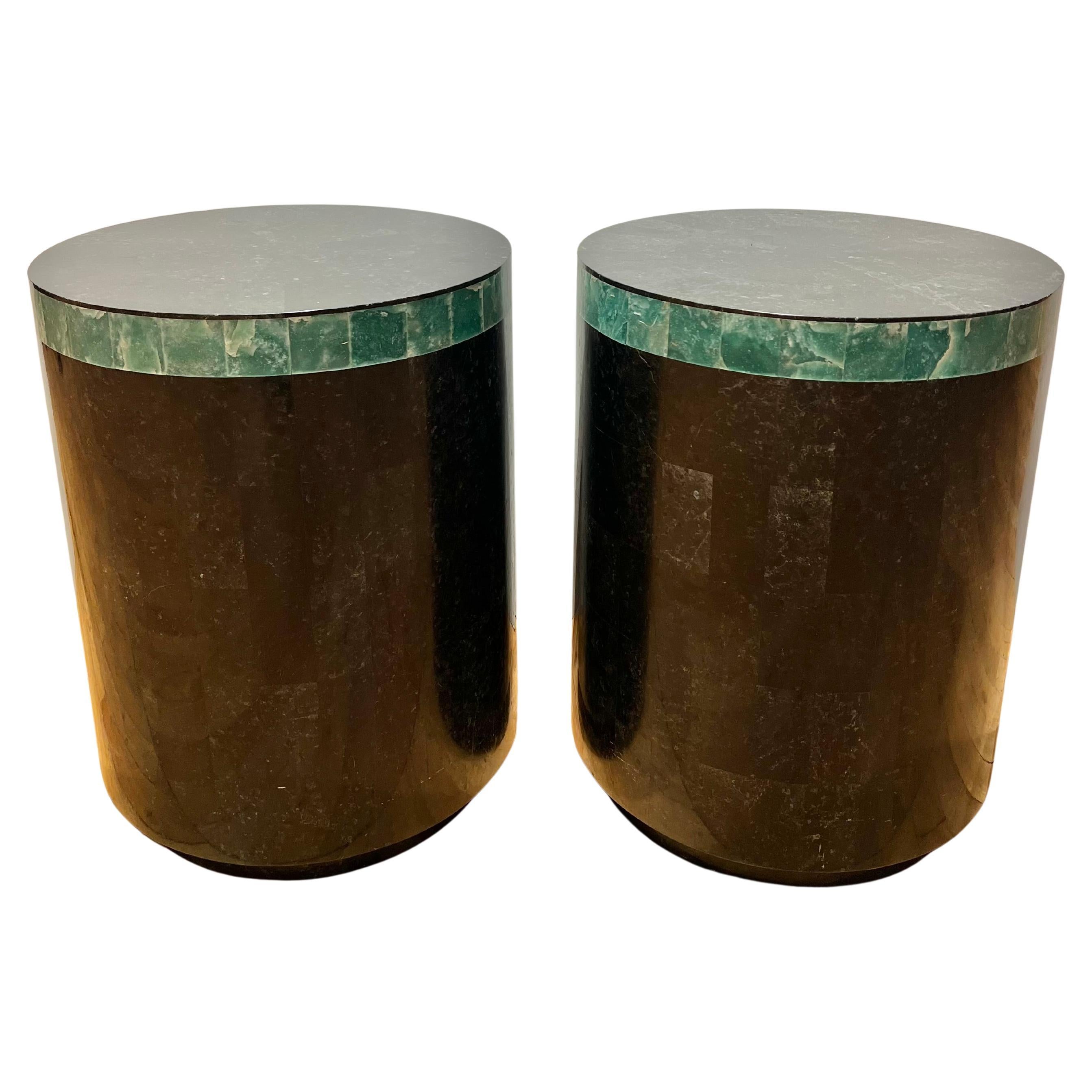 1980’s Tessellated Drum Tables by Maitland Smith For Sale