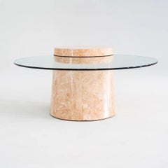 1980s Tessellated Marble and Glass Cantilevered Coffee Table