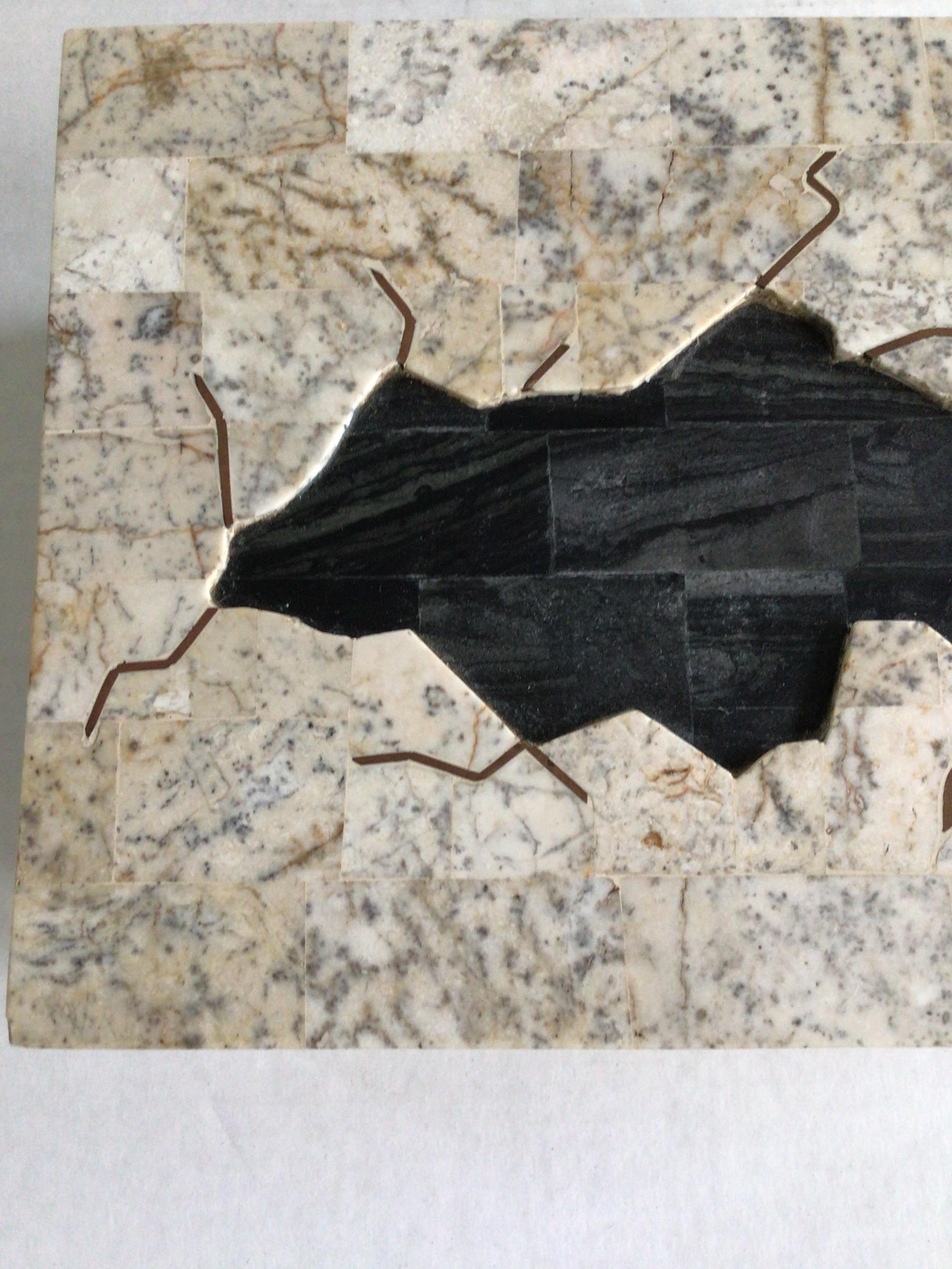 1980s Tessellated Stone Box with Black Tessellated Stone Inset For Sale 1