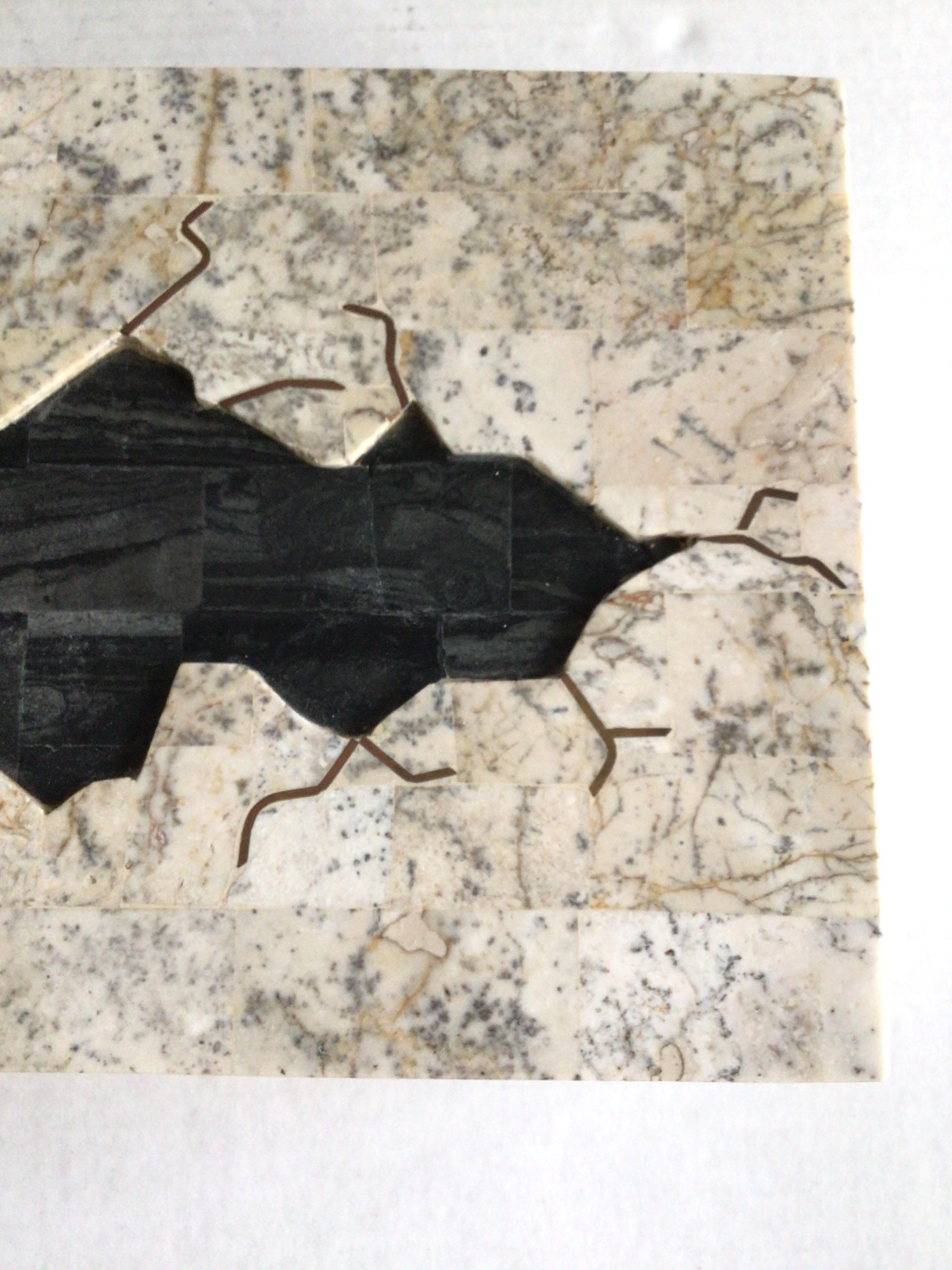 1980s Tessellated Stone Box with Black Tessellated Stone Inset For Sale 2
