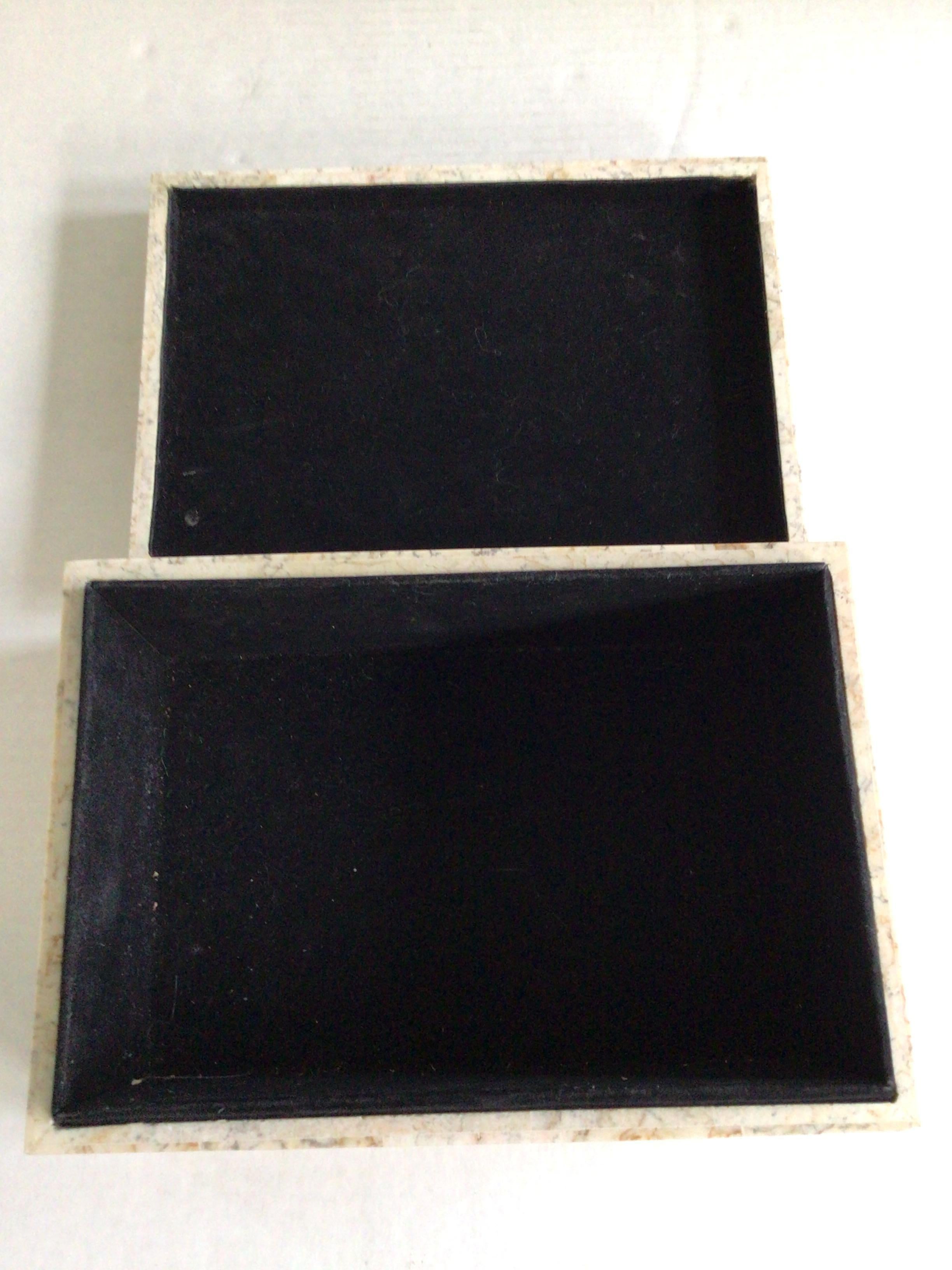 1980s Tessellated Stone Box with Black Tessellated Stone Inset For Sale 3