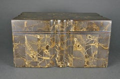 1980's Tessellated Stone & Brass Lidded Box by Desia