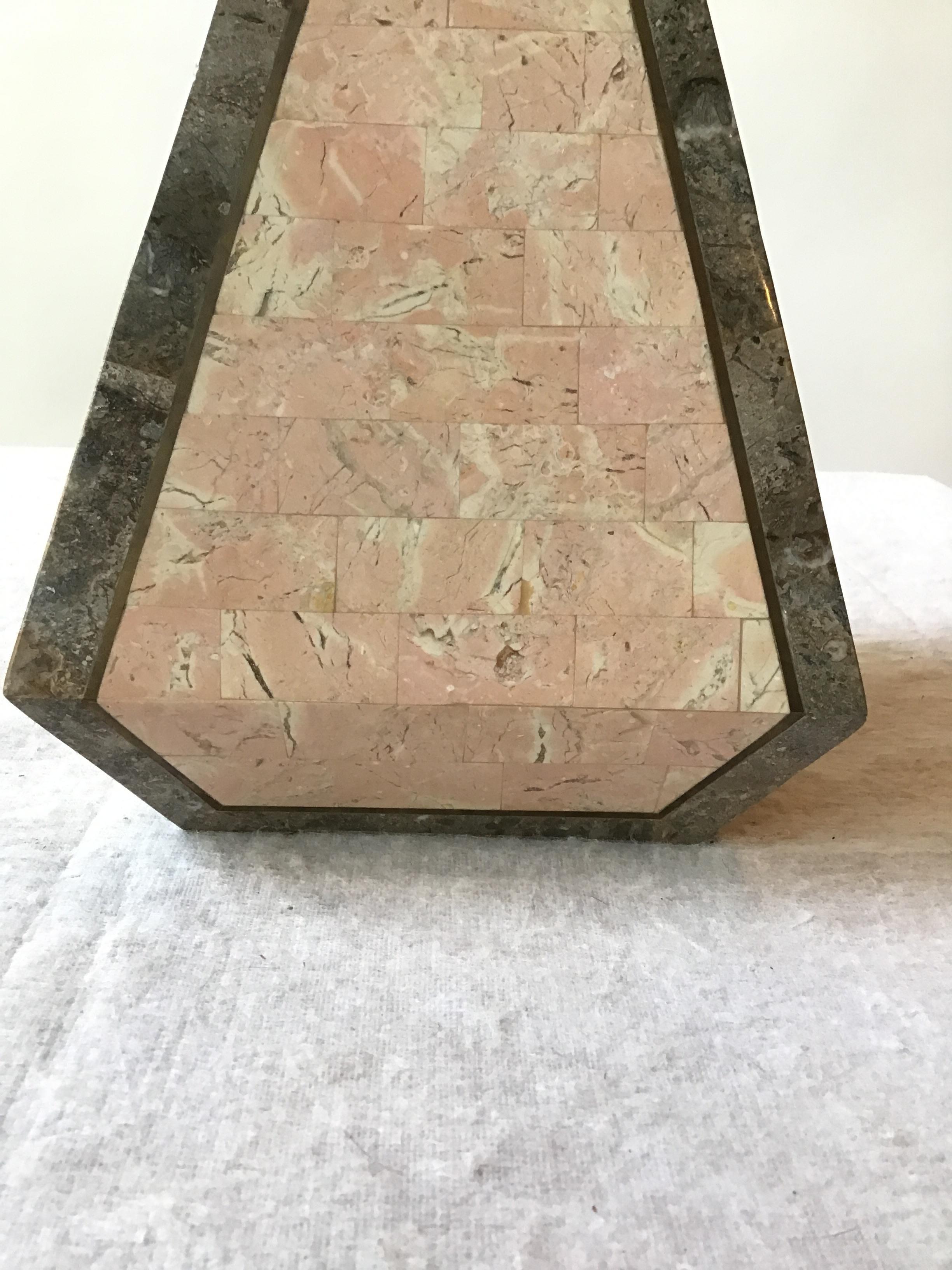 Late 20th Century 1980s Tessellated Stone Obelisk With Brass Inlay For Sale