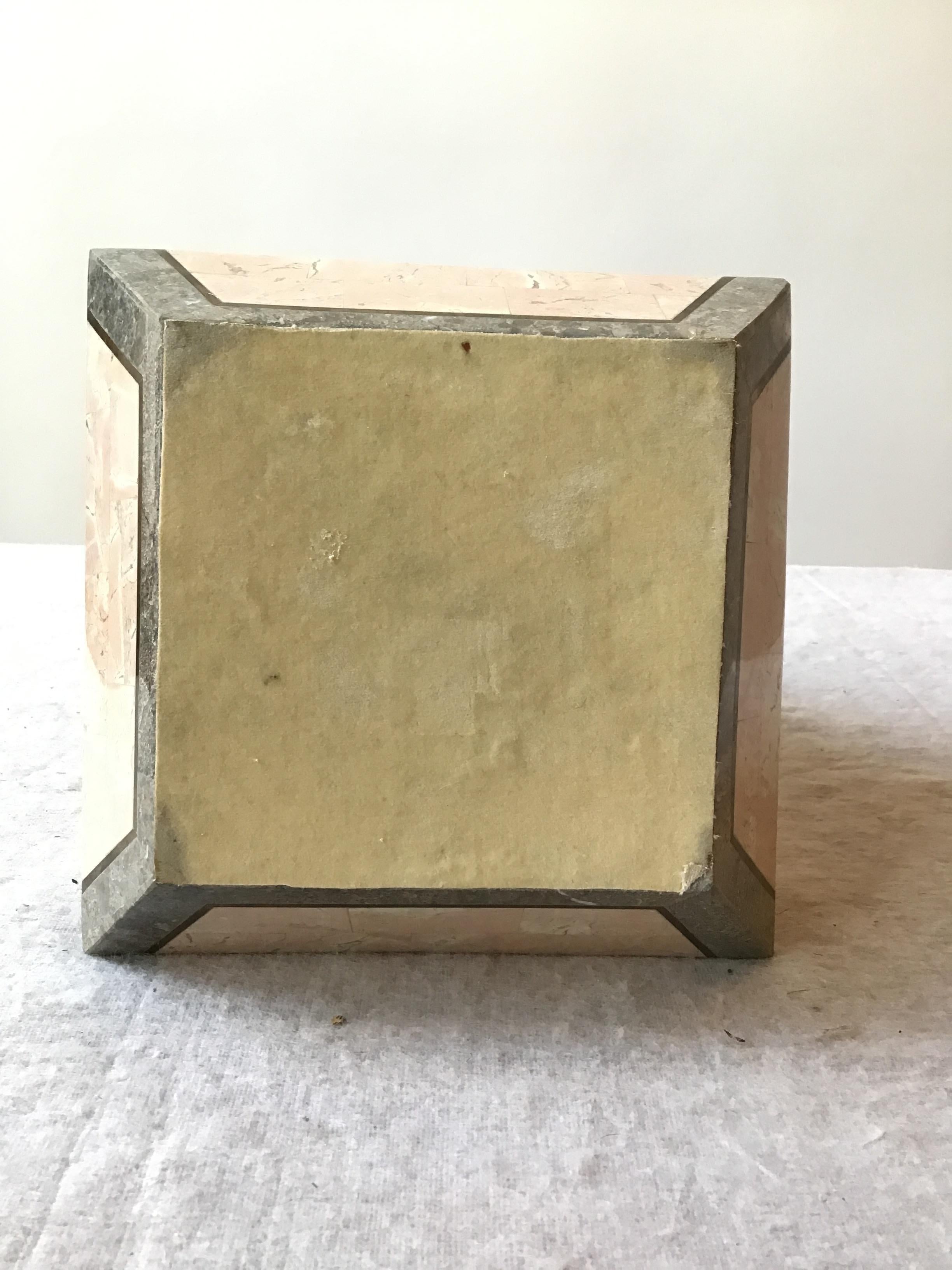 1980s Tessellated Stone Obelisk With Brass Inlay For Sale 2