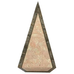 1980s Tessellated Stone Obelisk With Brass Inlay