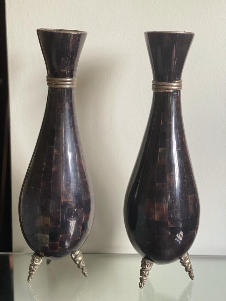 1980's Tessellated Stone Vase by Maitland -Smith, Set of Two 1