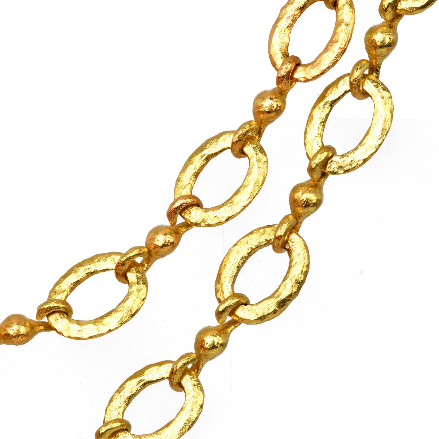 1980s  Collana A Link ovale testurizzata in oro 18K In condizioni ottime in vendita a Miami, FL