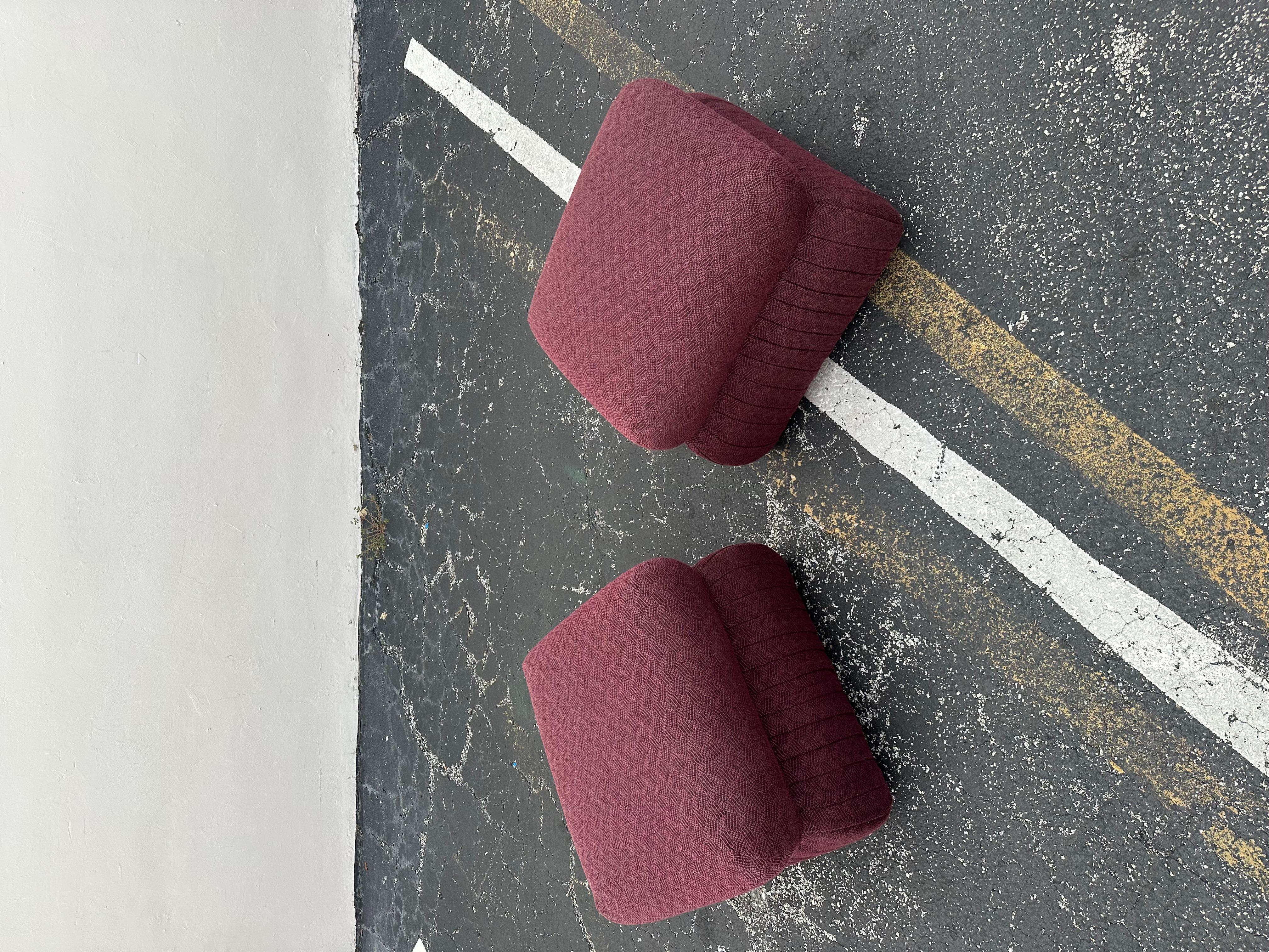 1980s Thayor Post Modern Violet Pleated Ottomans, Set of 2 For Sale 3