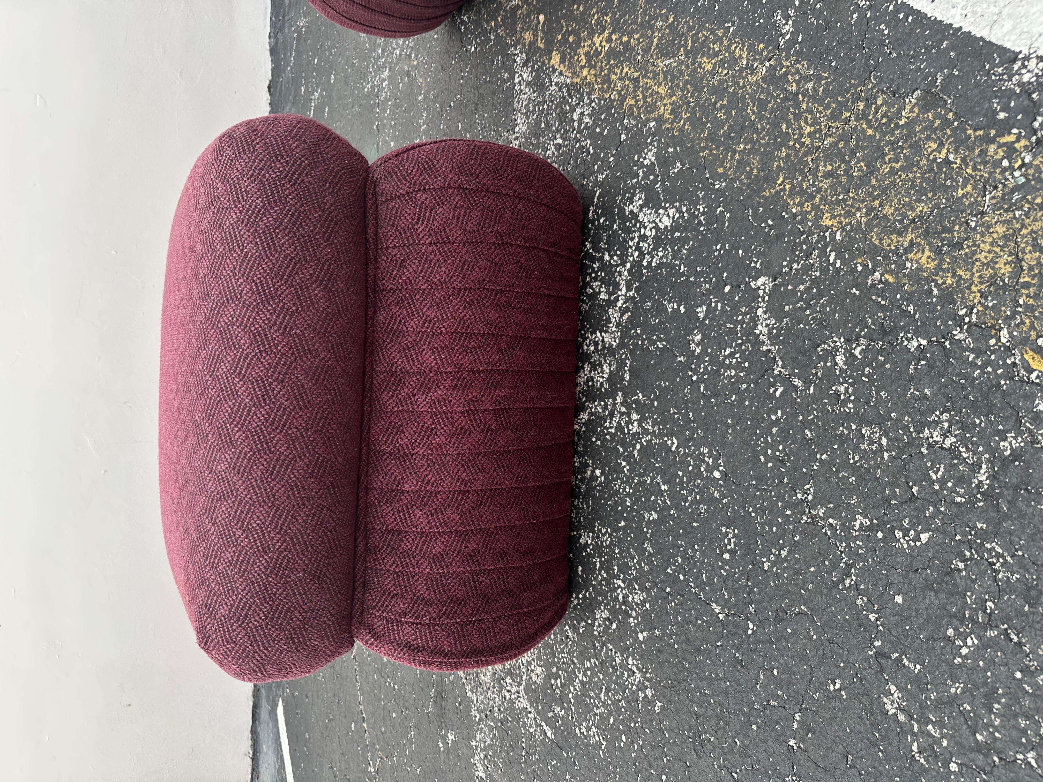 1980s Thayor Post Modern Violet Pleated Ottomans, Set of 2 For Sale 5