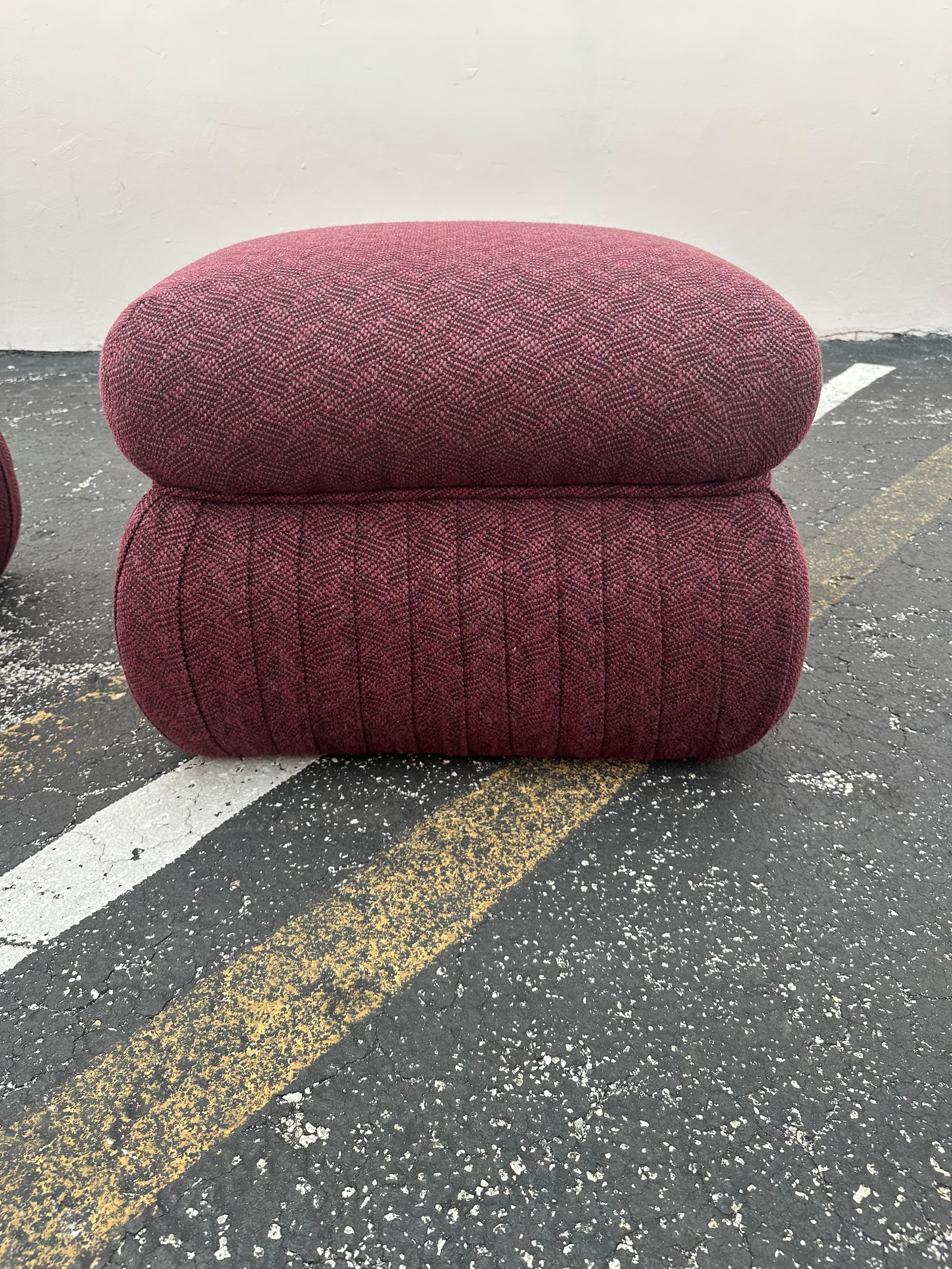 1980s Thayer Coggin Post Modern Violet Pleated Ottomans, Set of 2 For Sale 6