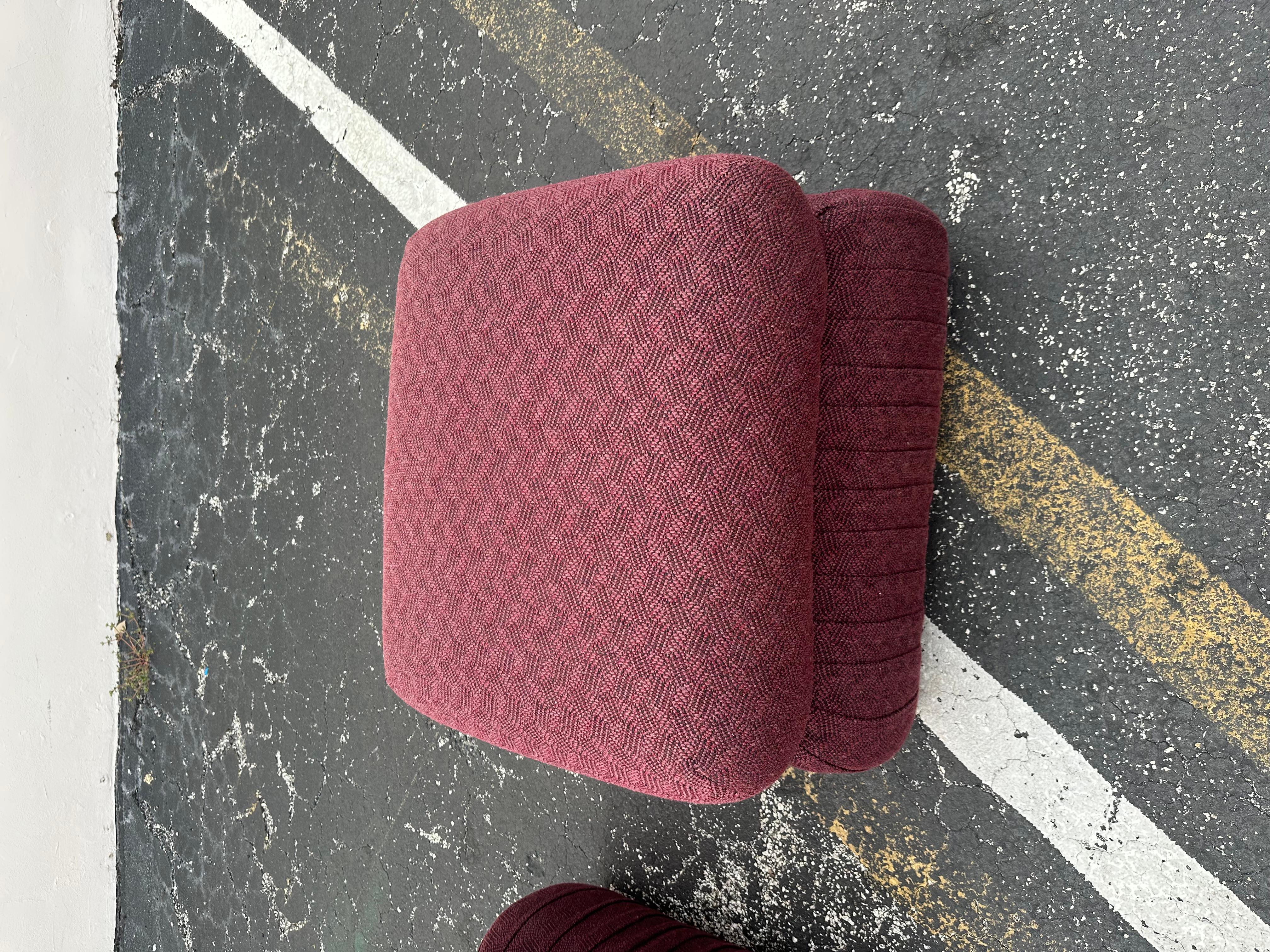 1980s Thayor Post Modern Violet Pleated Ottomans, Set of 2 For Sale 7
