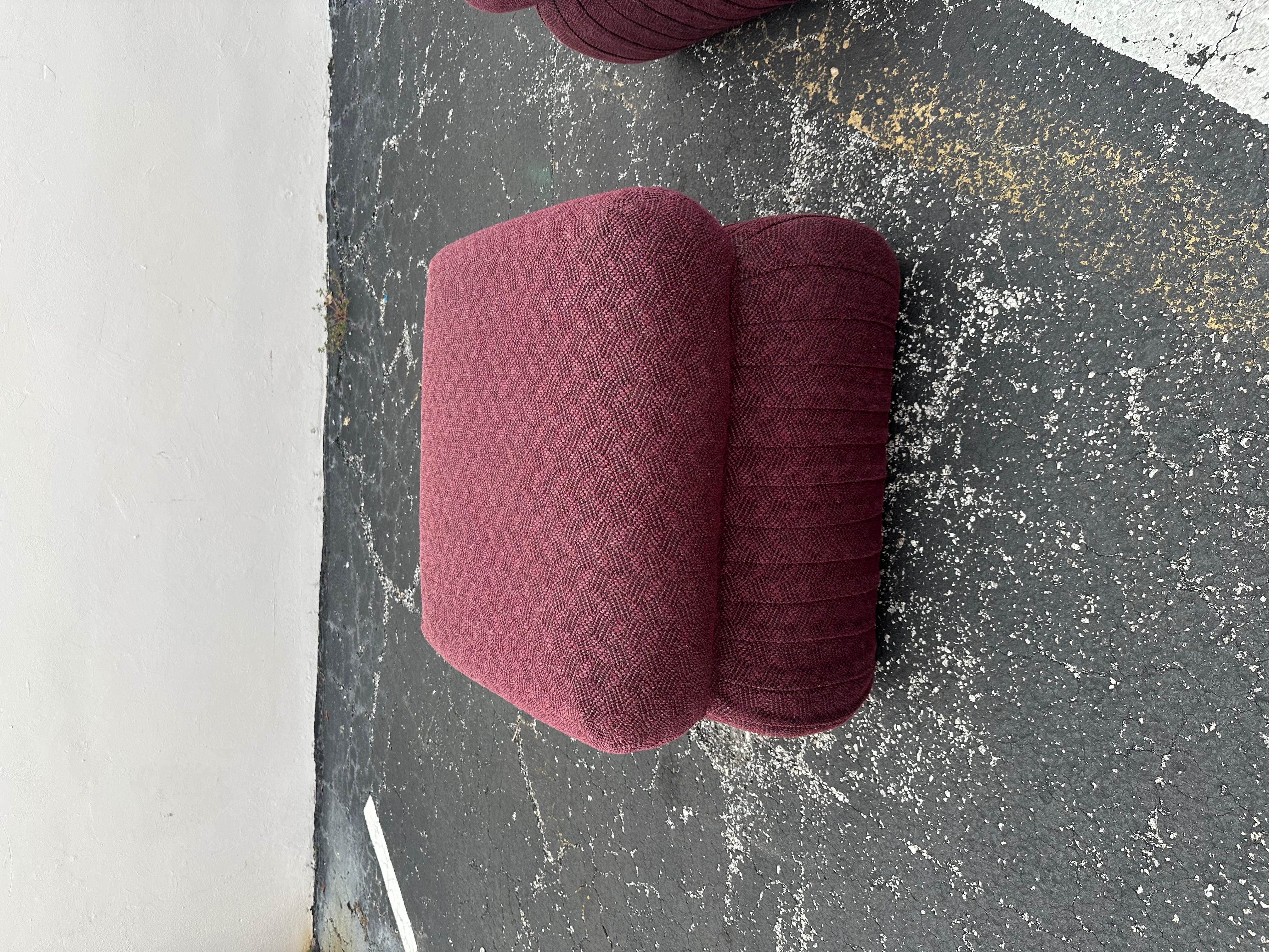 1980s Thayor Post Modern Violet Pleated Ottomans, Set of 2 For Sale 8
