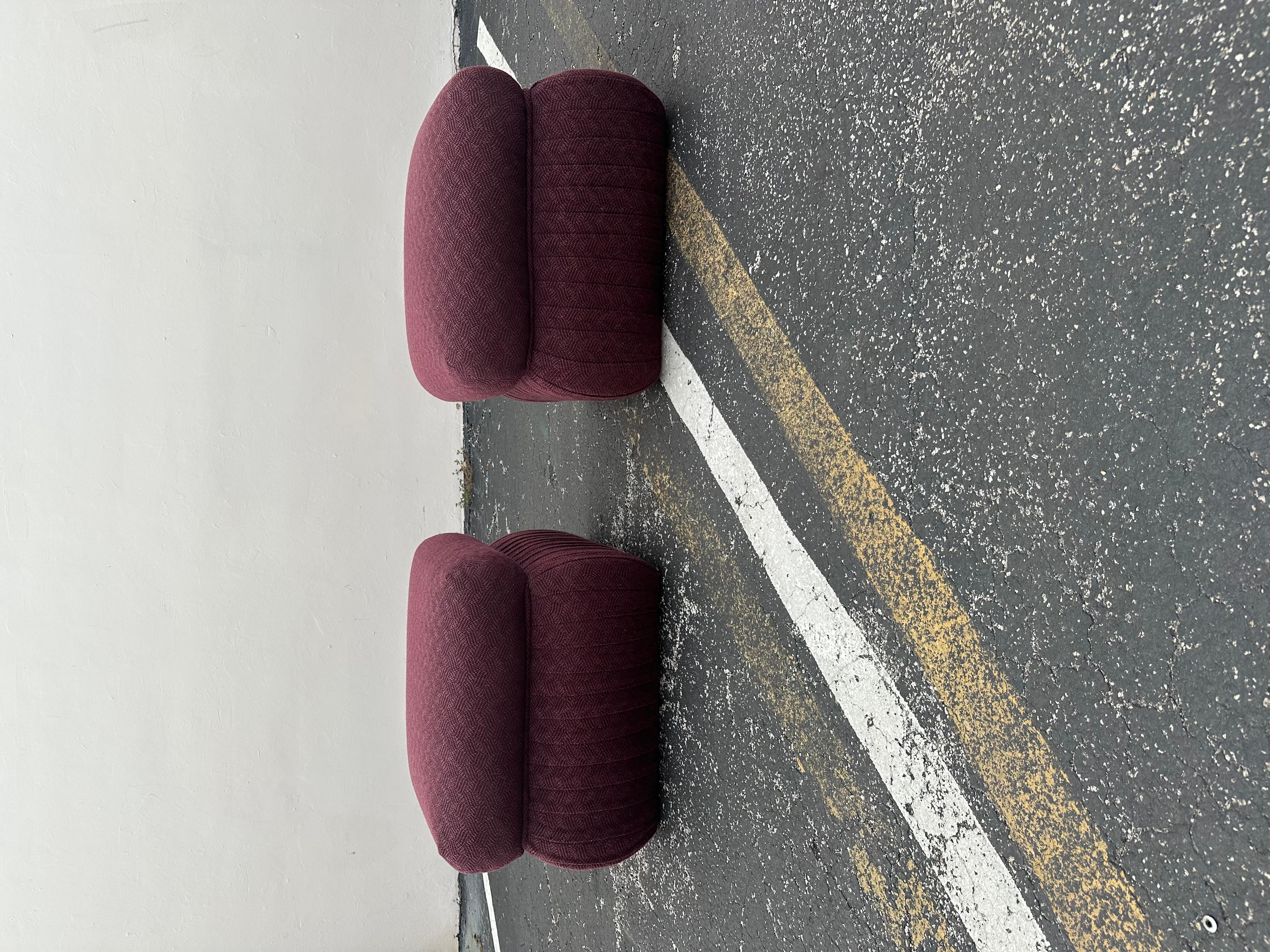 Post-Modern 1980s Thayor Post Modern Violet Pleated Ottomans, Set of 2 For Sale