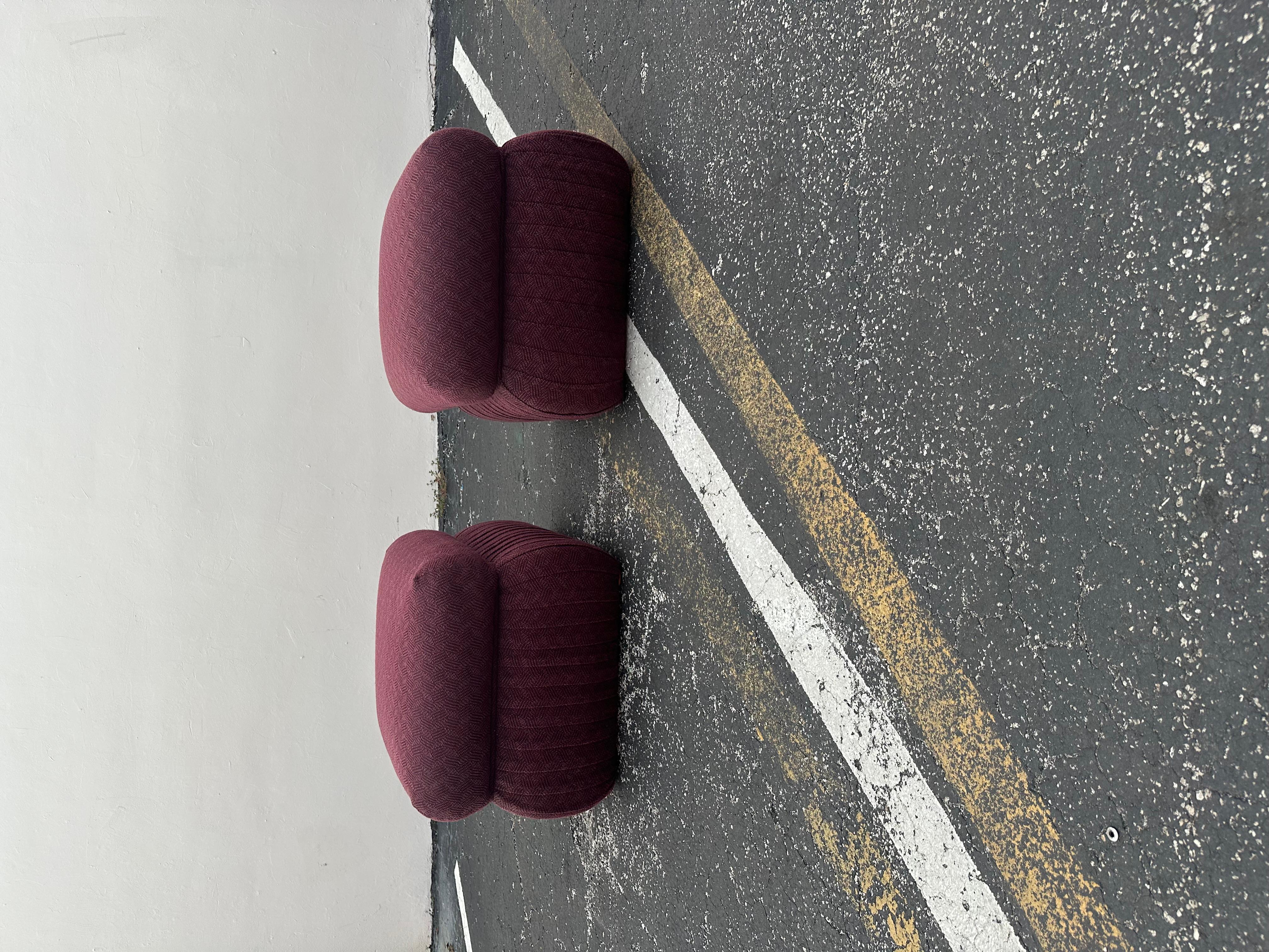 1980s Thayor Post Modern Violet Pleated Ottomans, Set of 2 For Sale 1