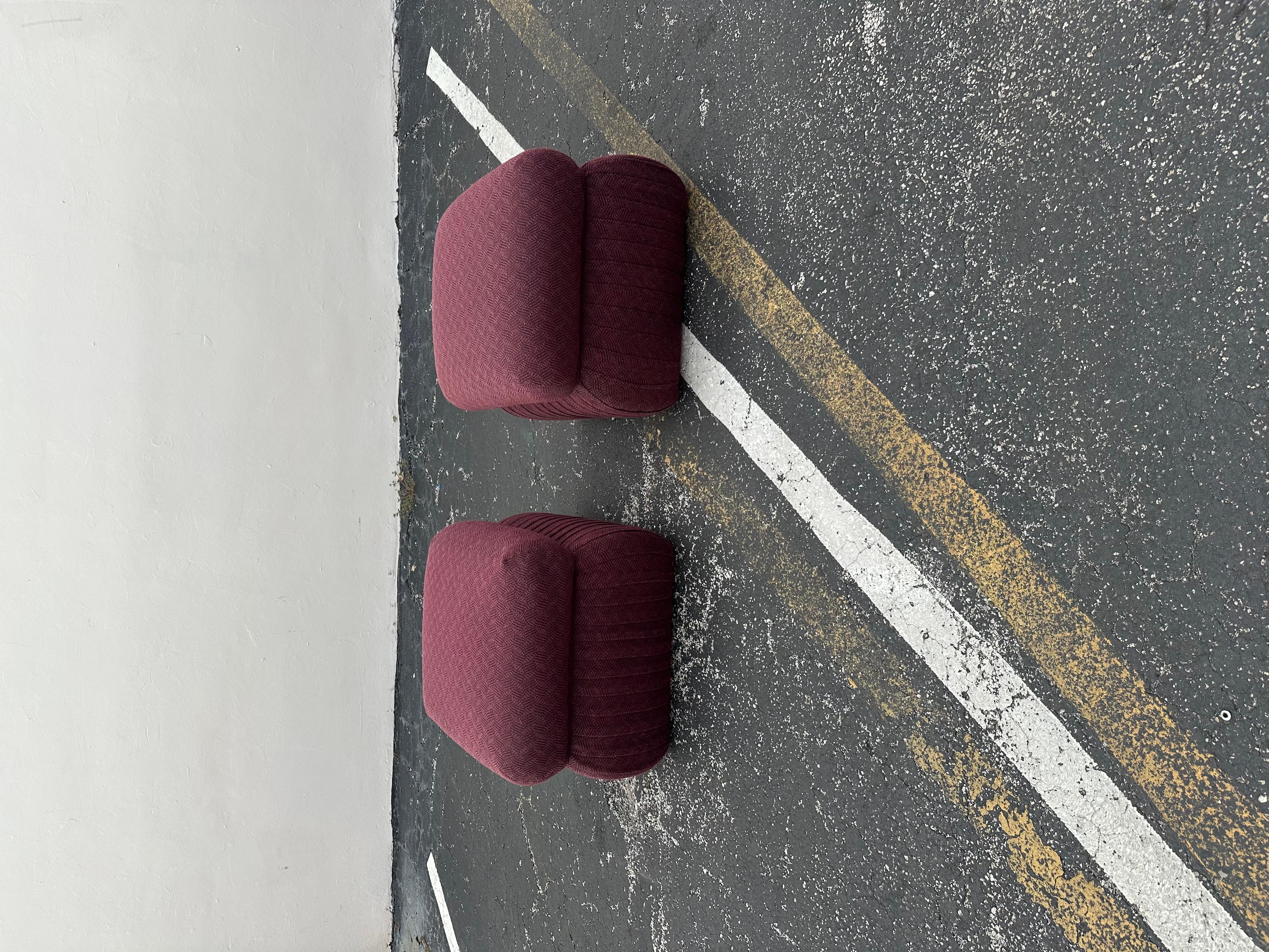 1980s Thayor Post Modern Violet Pleated Ottomans, Set of 2 For Sale 2