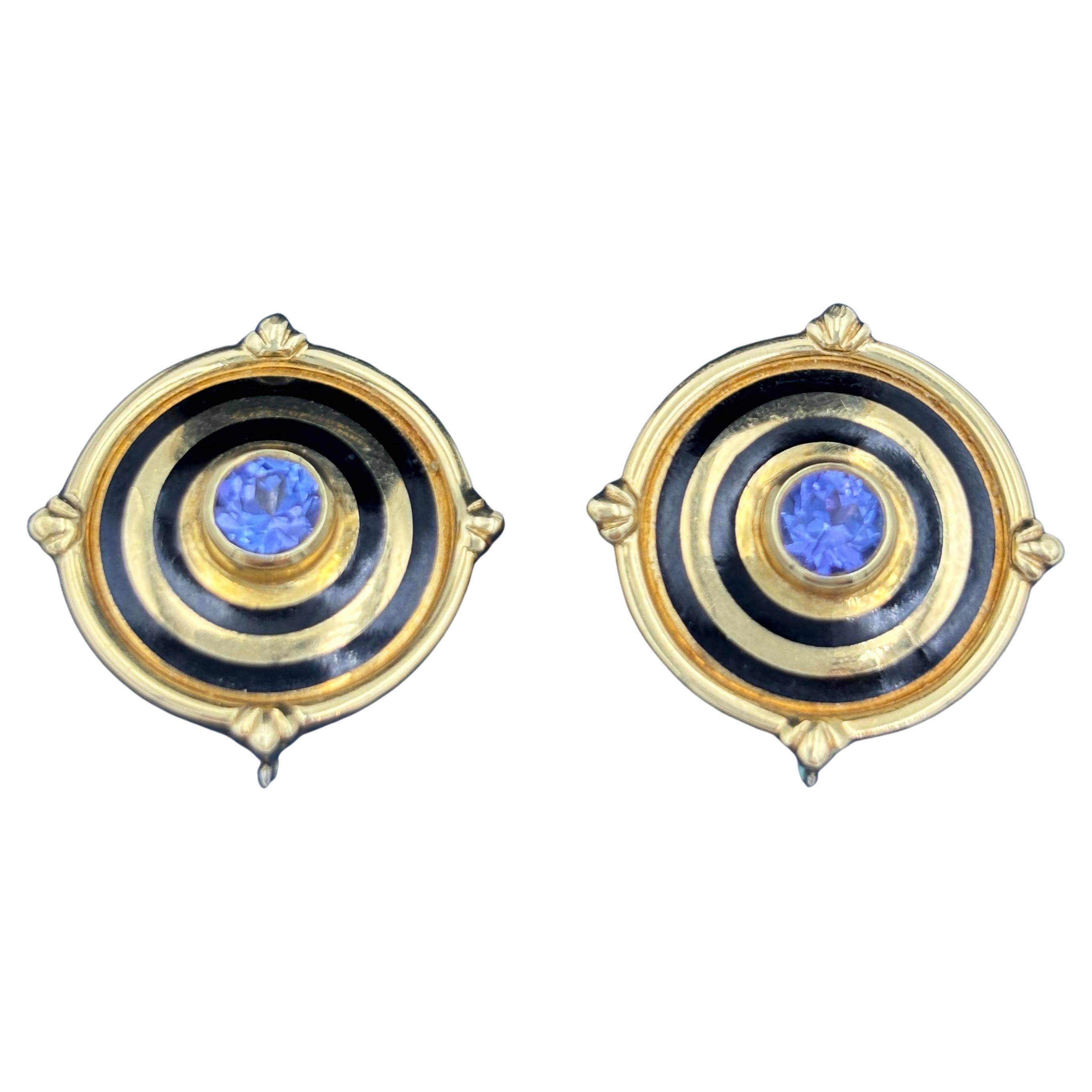 Orecchini Theo Fennell anni '80 in oro 18k e tanzanite in vendita