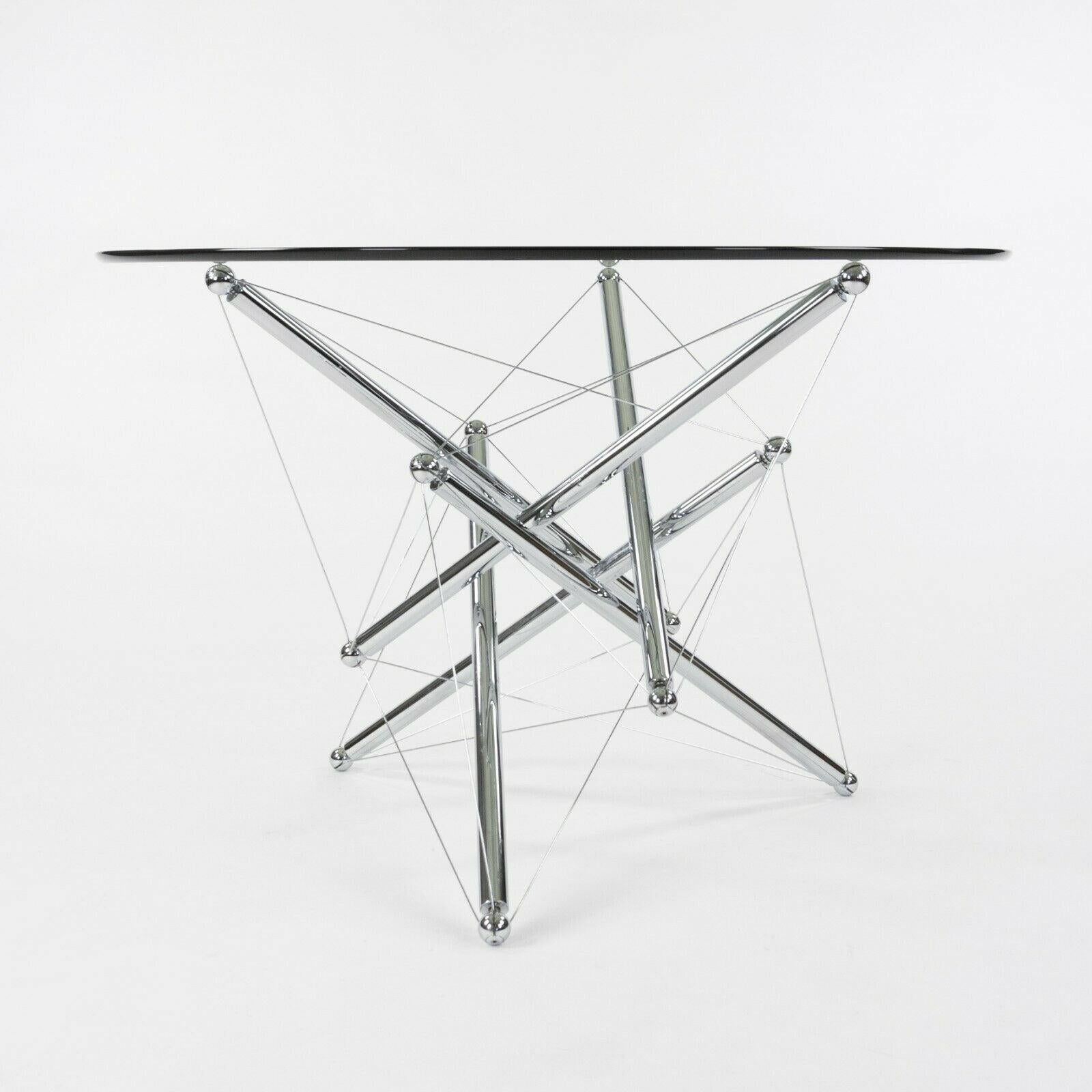 1980s Theodore Waddell for Cassina 714 Tensegrity Chromed Steel Dining Table For Sale 3