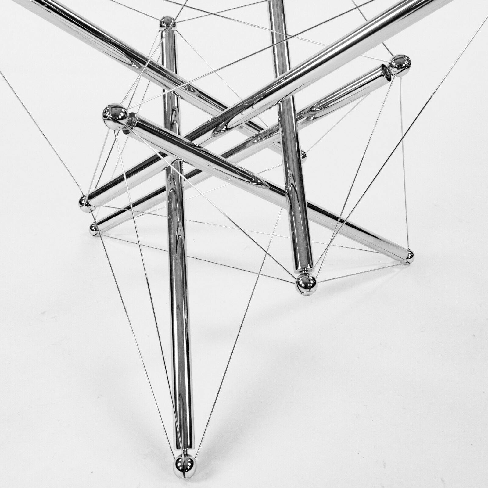 1980s Theodore Waddell for Cassina 714 Tensegrity Chromed Steel Dining Table For Sale 4