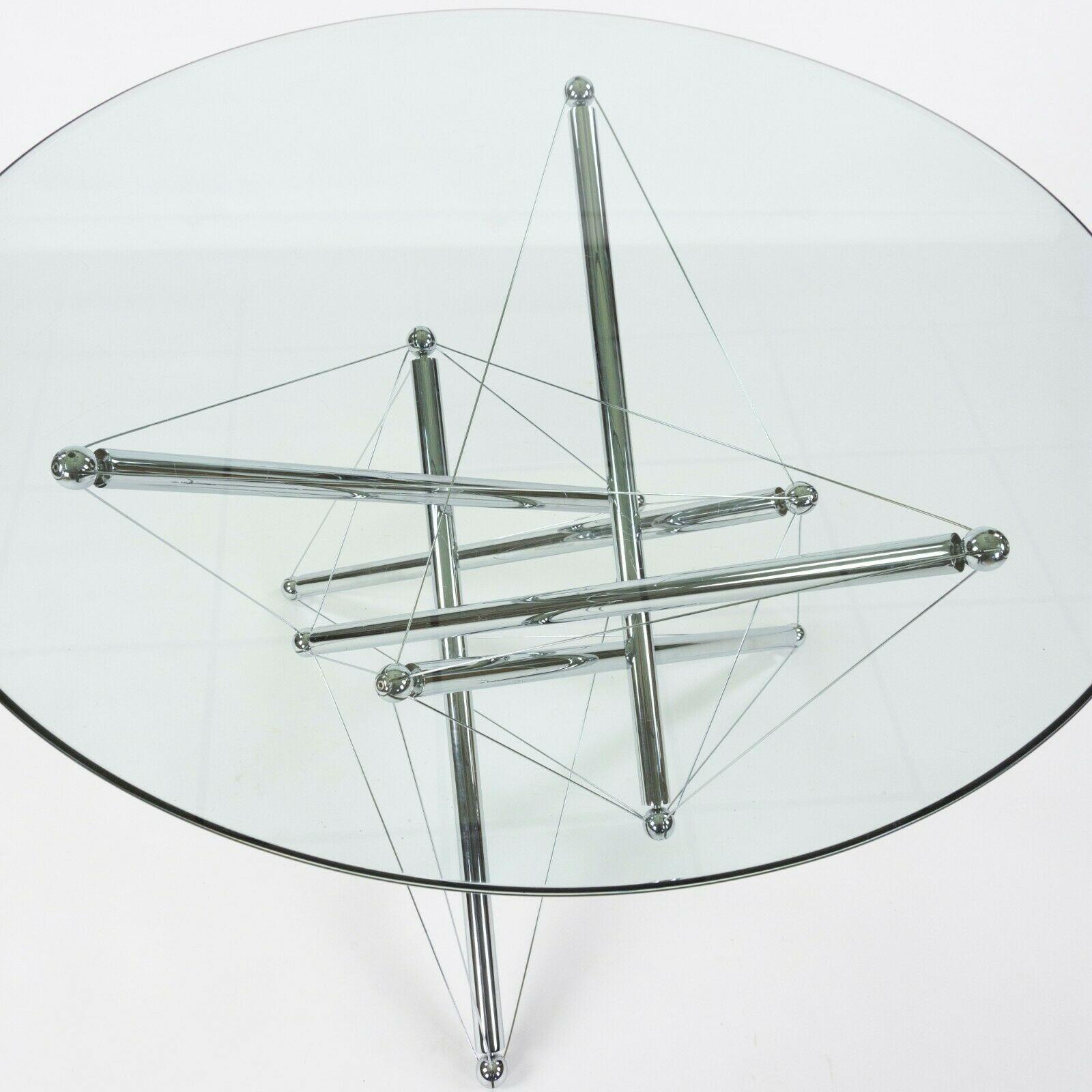 1980s Theodore Waddell for Cassina 714 Tensegrity Chromed Steel Dining Table For Sale 1