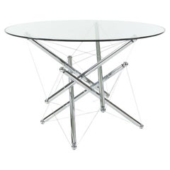 Retro 1980s Theodore Waddell for Cassina 714 Tensegrity Chromed Steel Dining Table