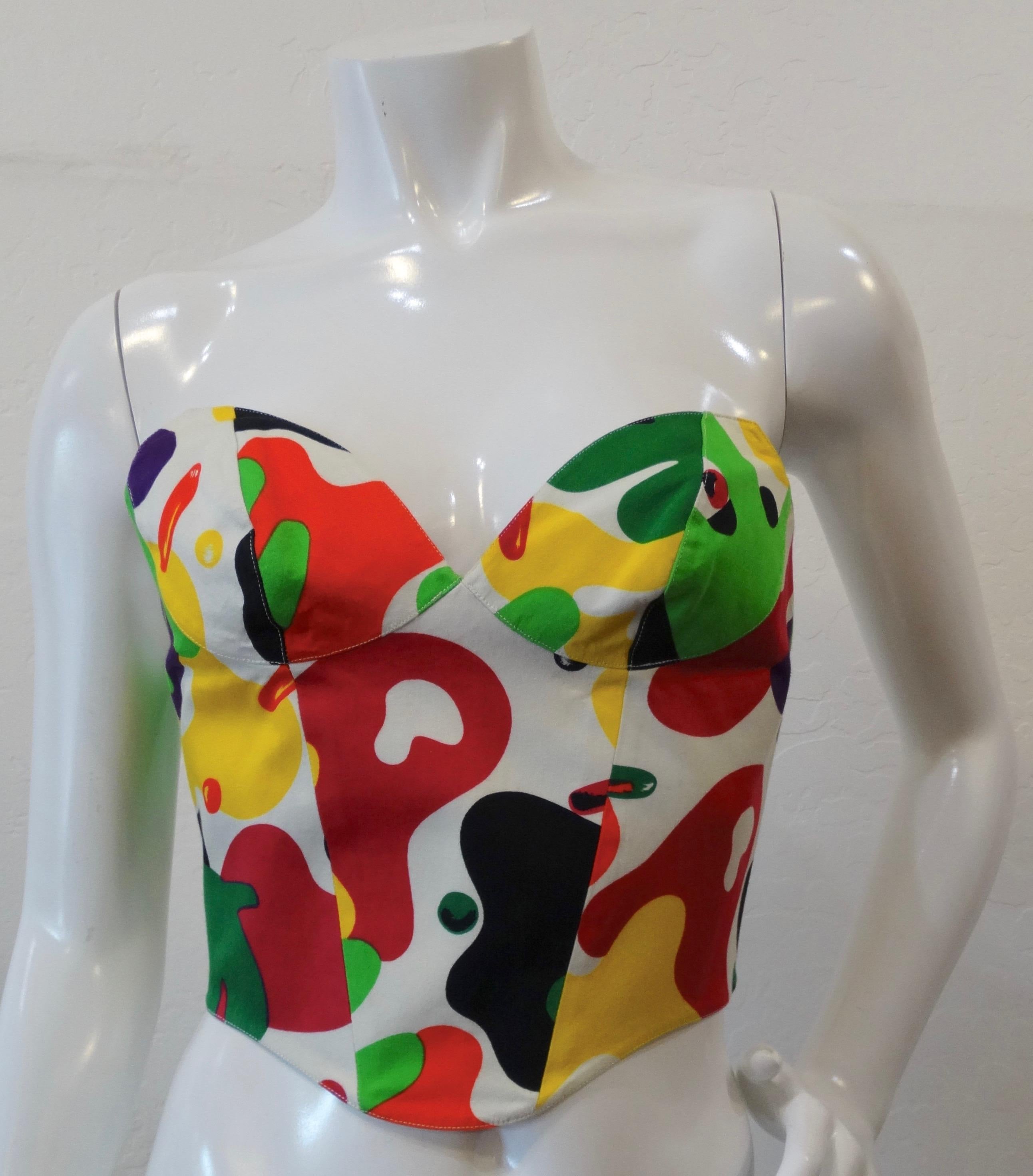 Brown Thierry Mugler 1980s Abstract Printed Bustier 