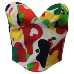 Thierry Mugler 1980s Abstract Printed Bustier