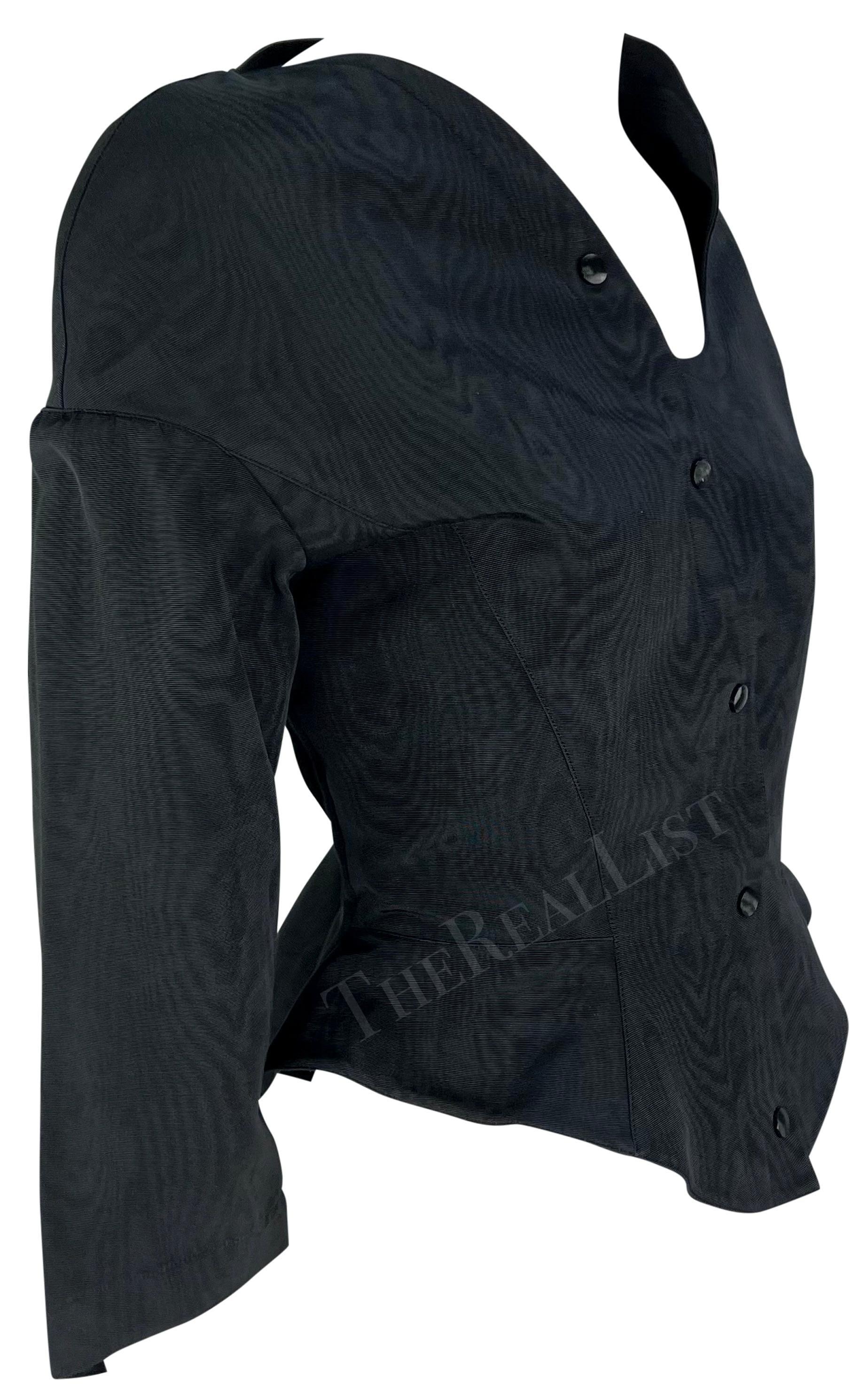 Chaqueta blazer azul marino asimétrica Thierry Mugler de los años 80 en venta 1