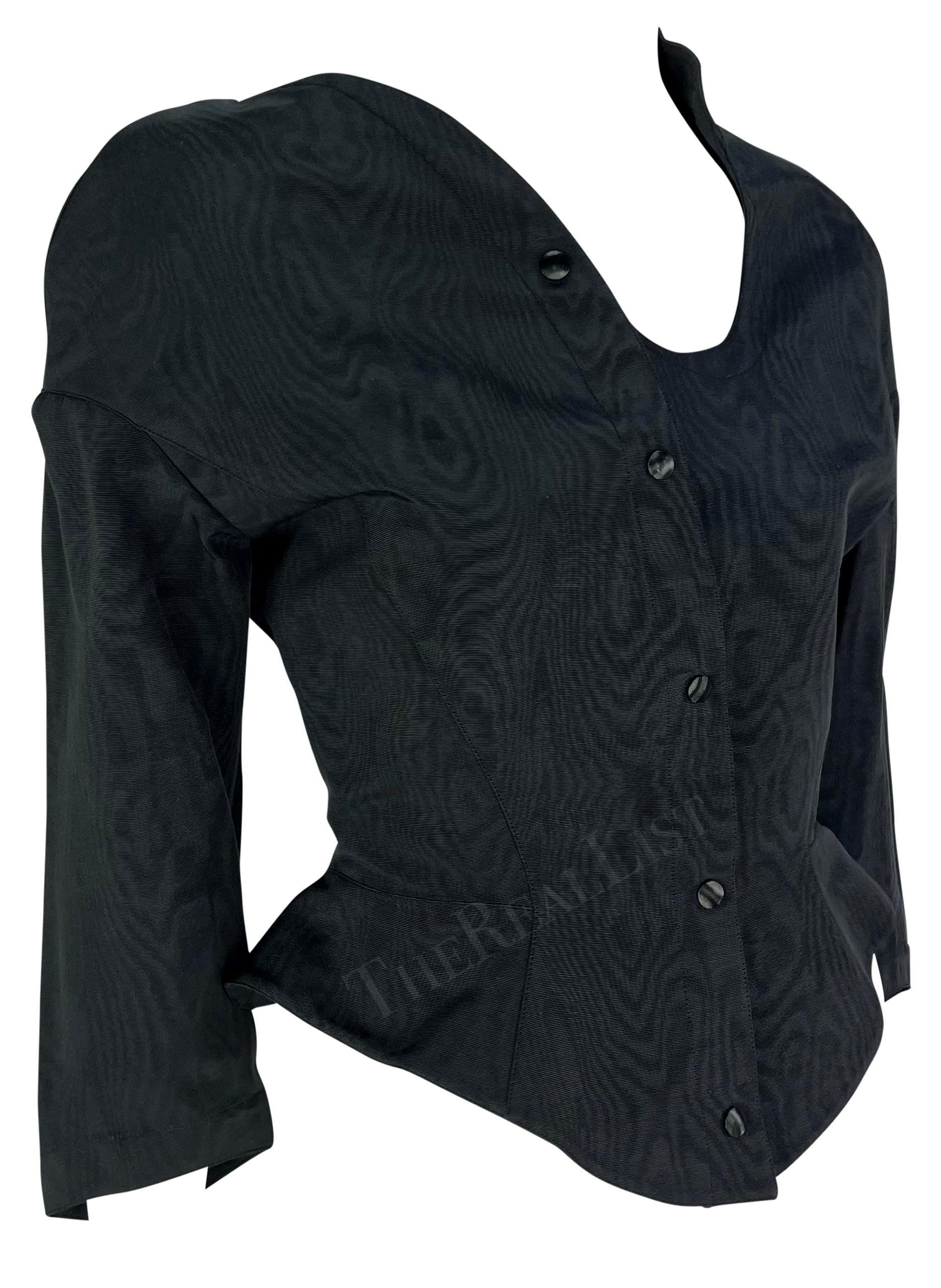 Chaqueta blazer azul marino asimétrica Thierry Mugler de los años 80 en venta 2