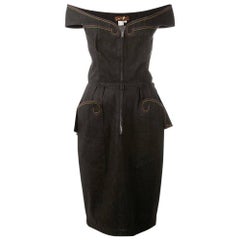 1980s Thierry Mugler Bare Shoulders Dress