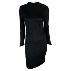 1980s Thierry Mugler Black Darted Long Sleeve Bodycon Dress