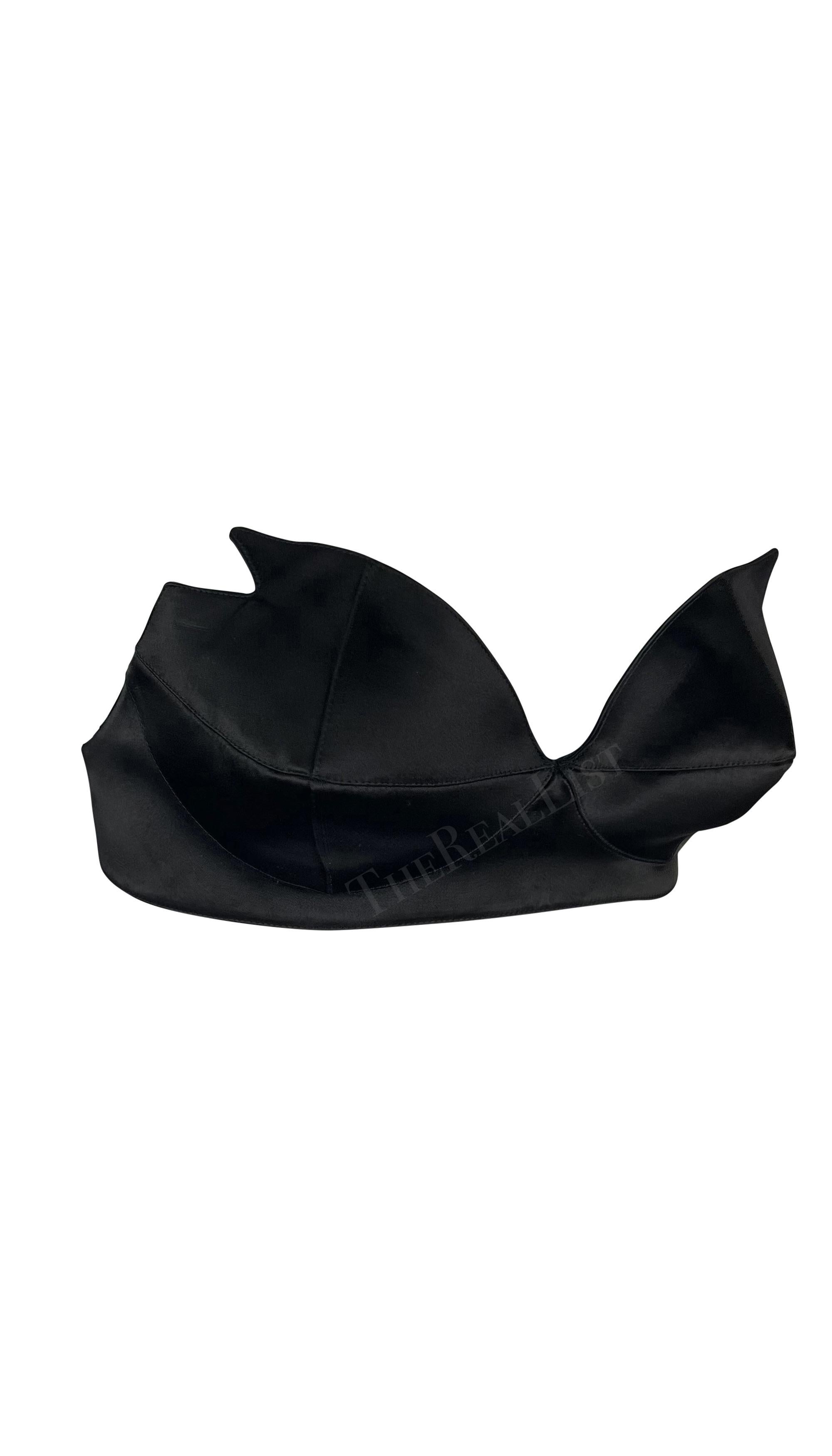 1980s Thierry Mugler Black Satin Pointed Bralette For Sale 1