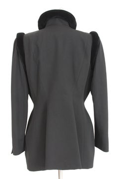 Thierry Mugler Black Wool Velvet Evening Structured Futuristic Jacket 1980s