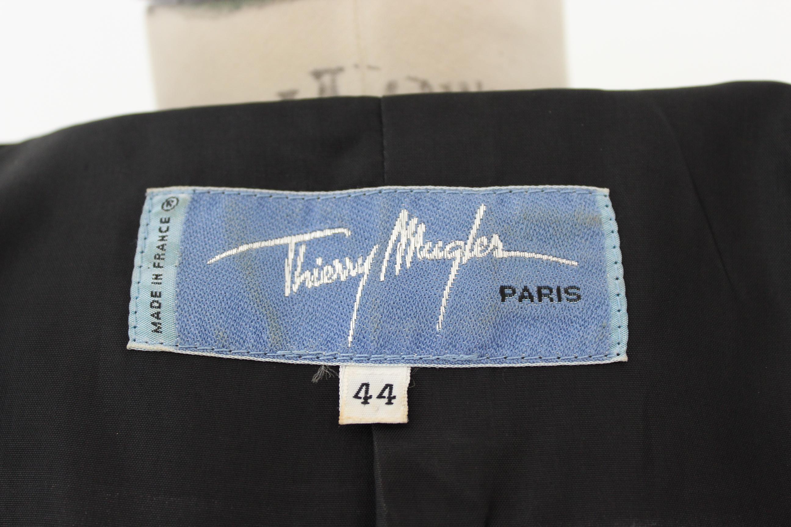 Thierry Mugler Black Wool Velvet Evening Structured Futuristic Jacket 1980s  1