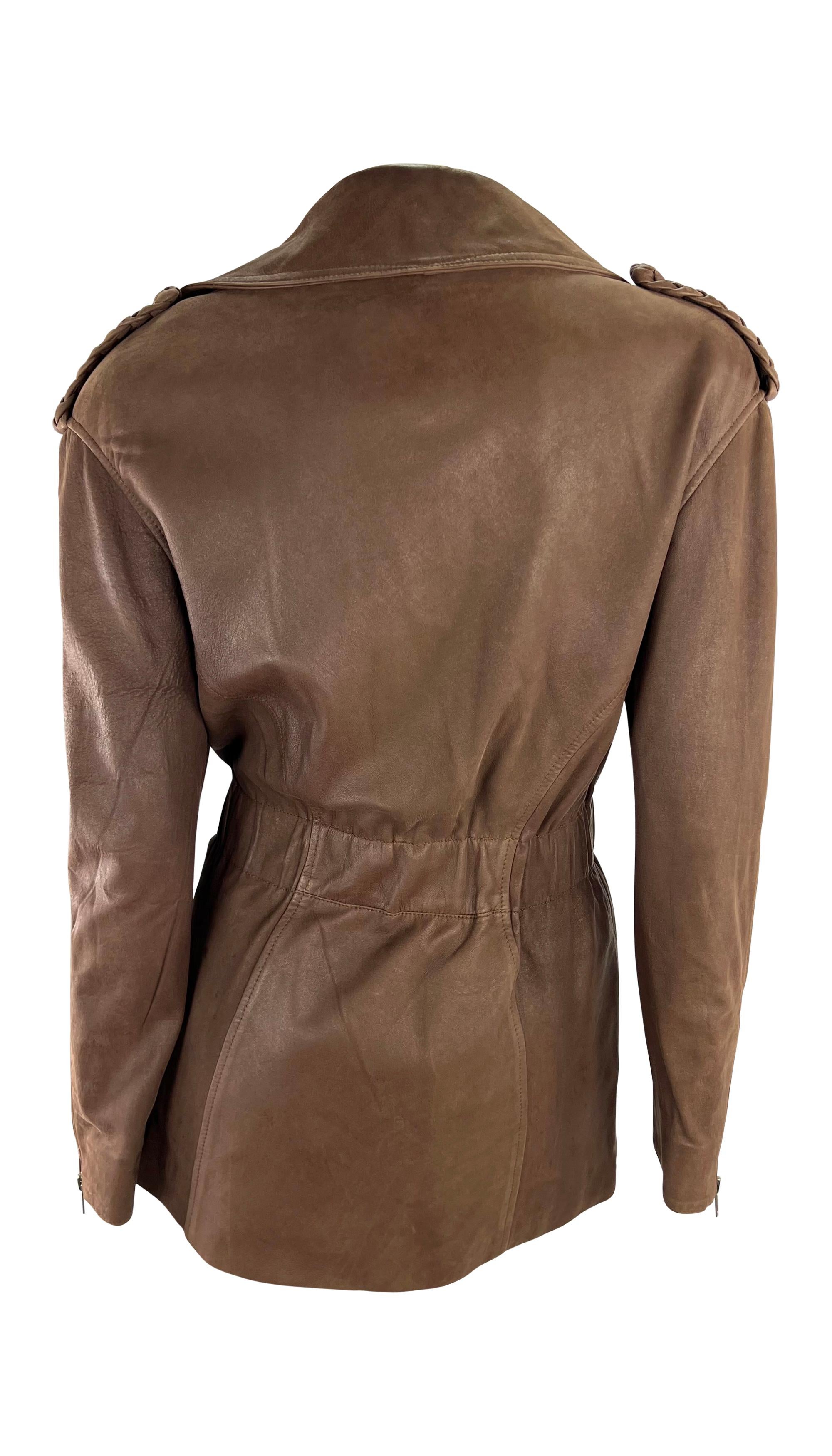 Women's 1980s Thierry Mugler Brown Suede Leather Moto Zip Biker Jacket For Sale