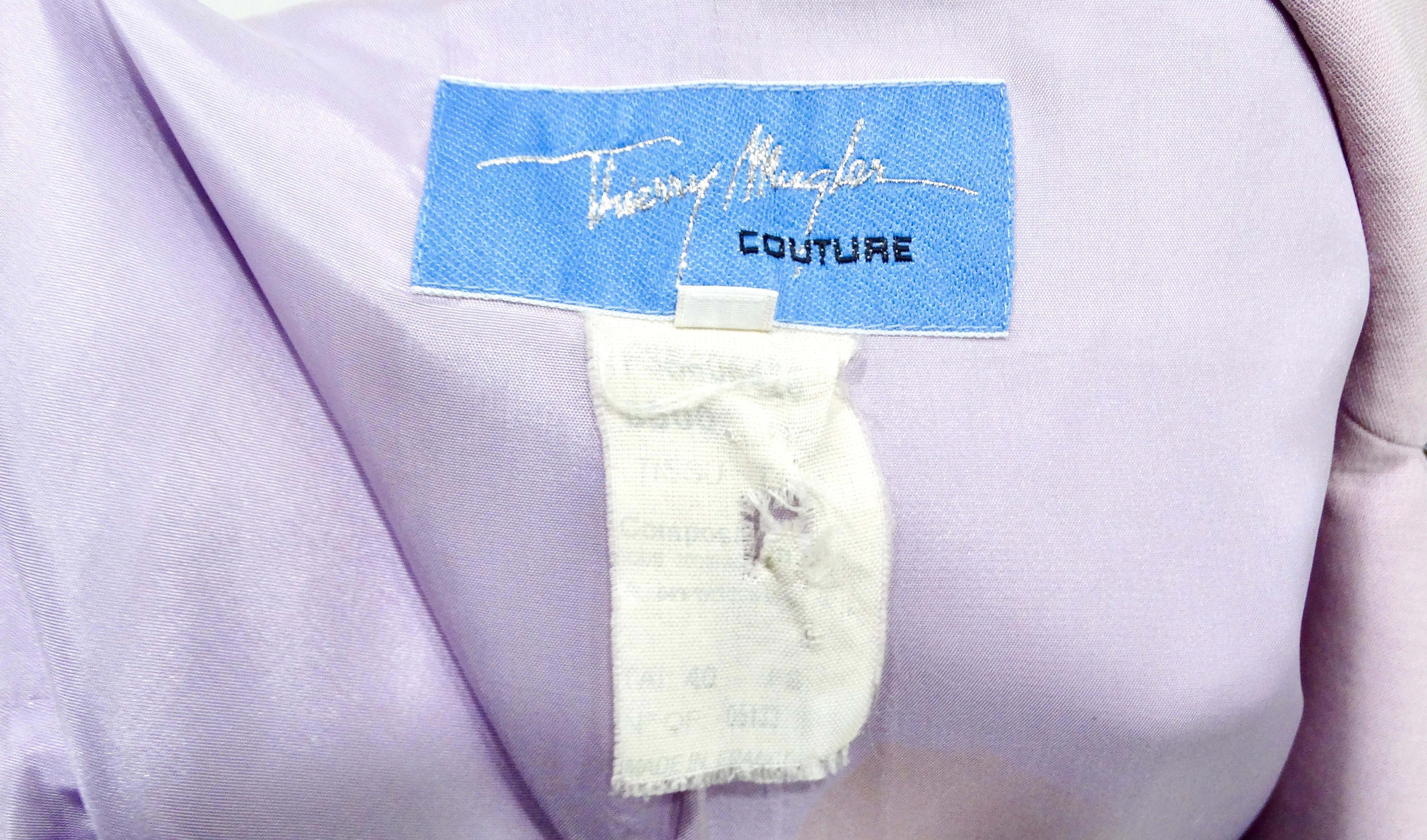 1980er Thierry Mugler Couture Helllila Blazer & Hosenanzug Set im Angebot 8