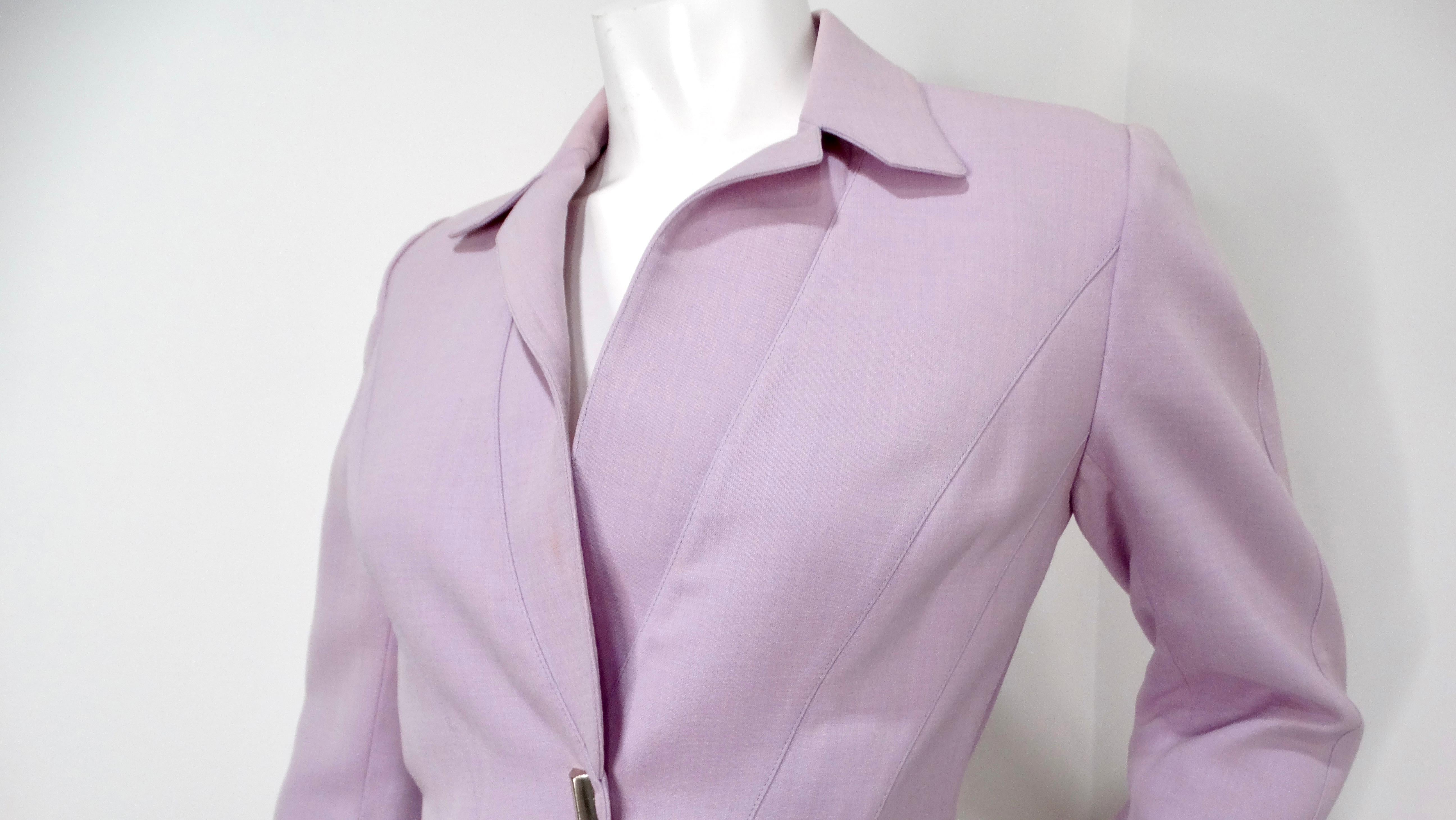 1980er Thierry Mugler Couture Helllila Blazer & Hosenanzug Set im Zustand „Relativ gut“ im Angebot in Scottsdale, AZ