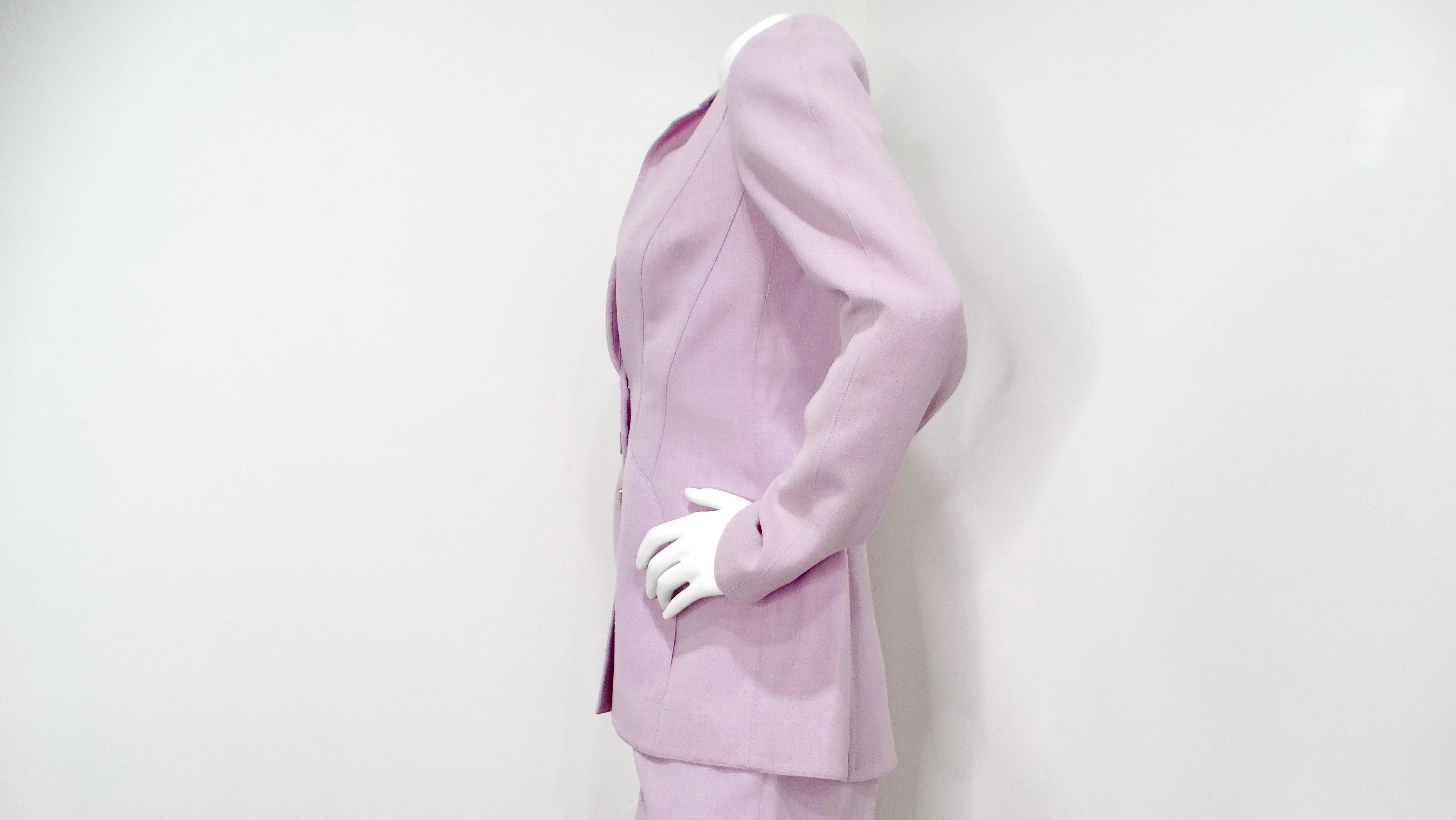 1980er Thierry Mugler Couture Helllila Blazer & Hosenanzug Set im Angebot 1