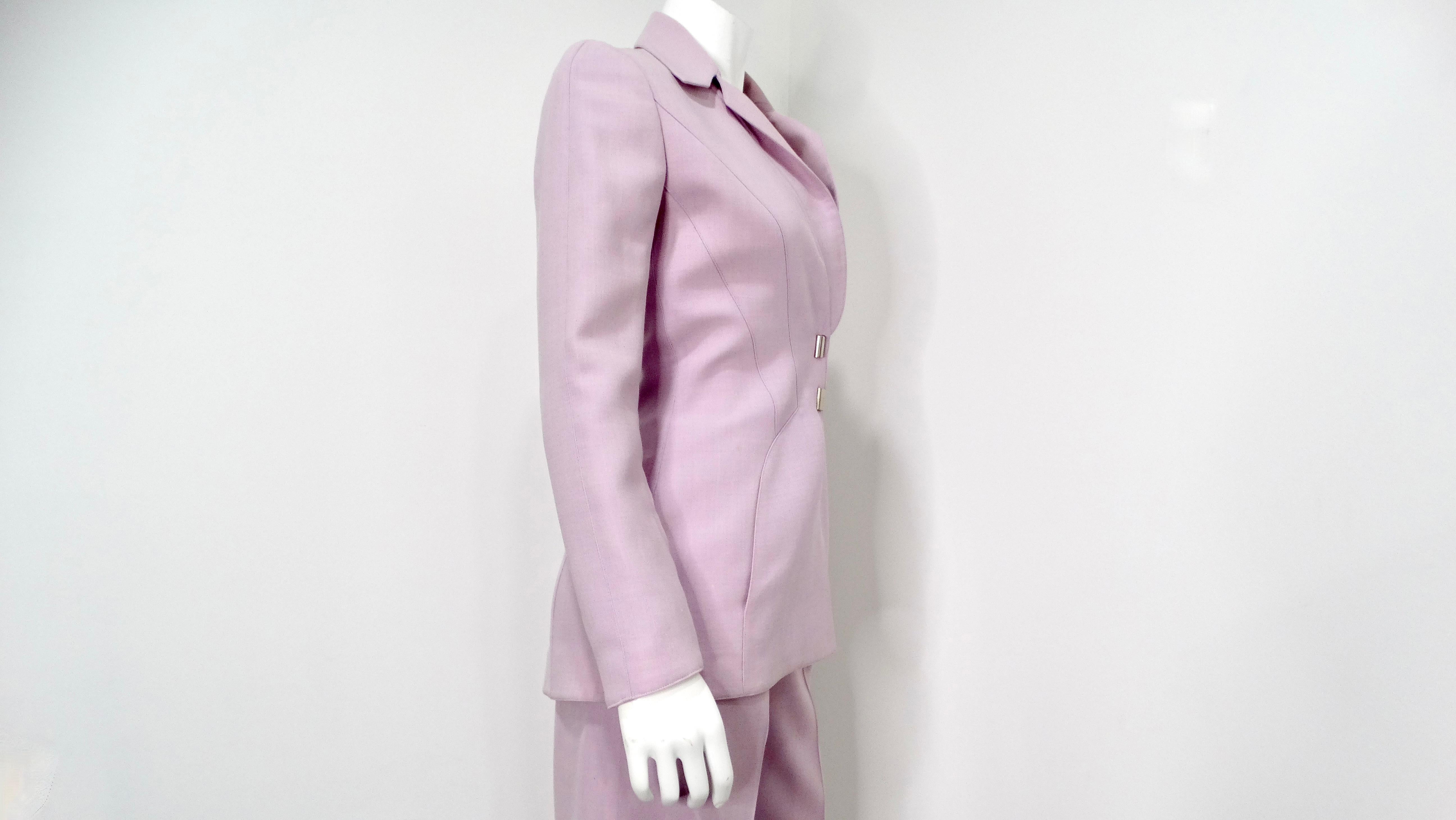 1980er Thierry Mugler Couture Helllila Blazer & Hosenanzug Set im Angebot 4