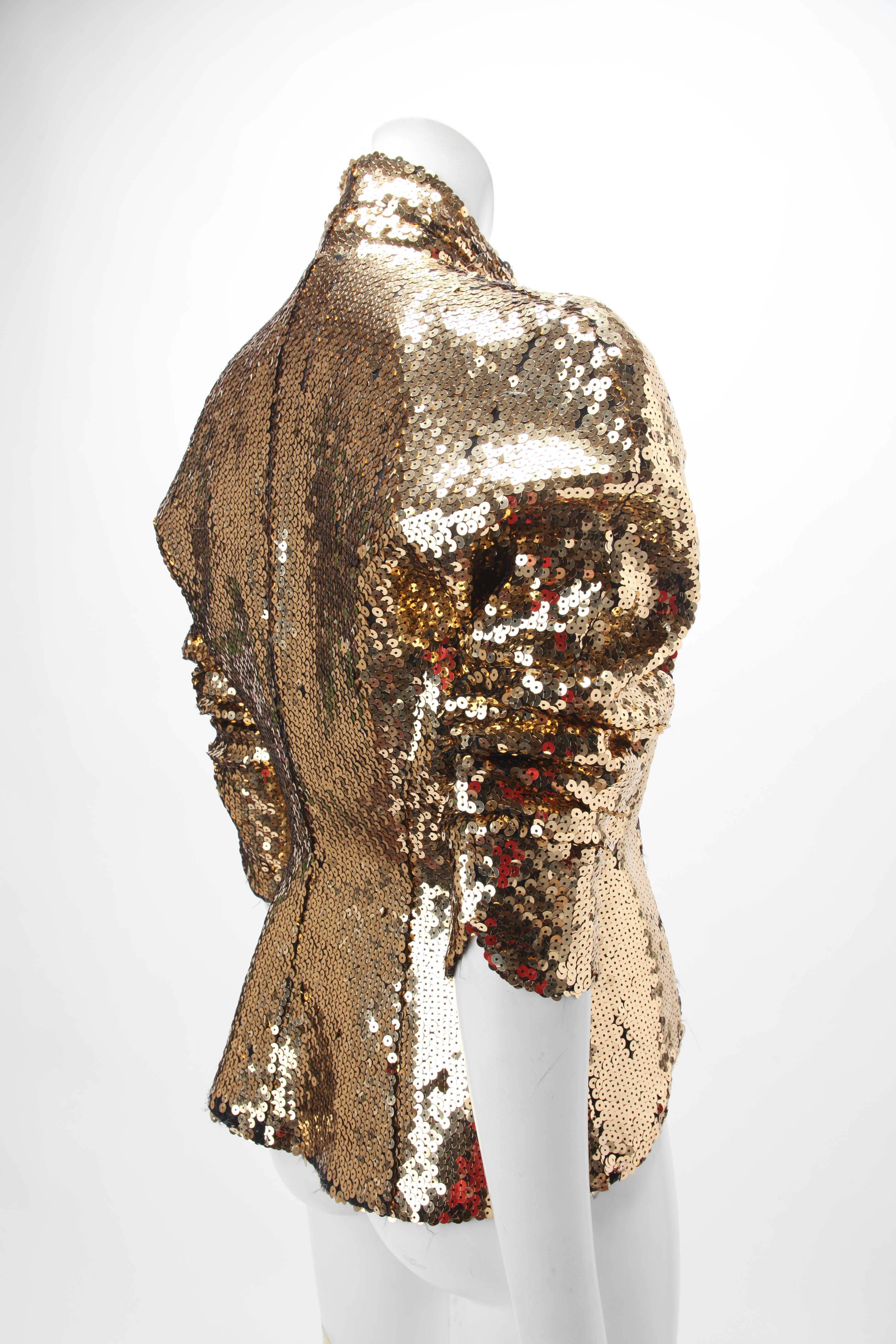 1980s Thierry Mugler Gold Sequin Jacket Rare For Sale 1
