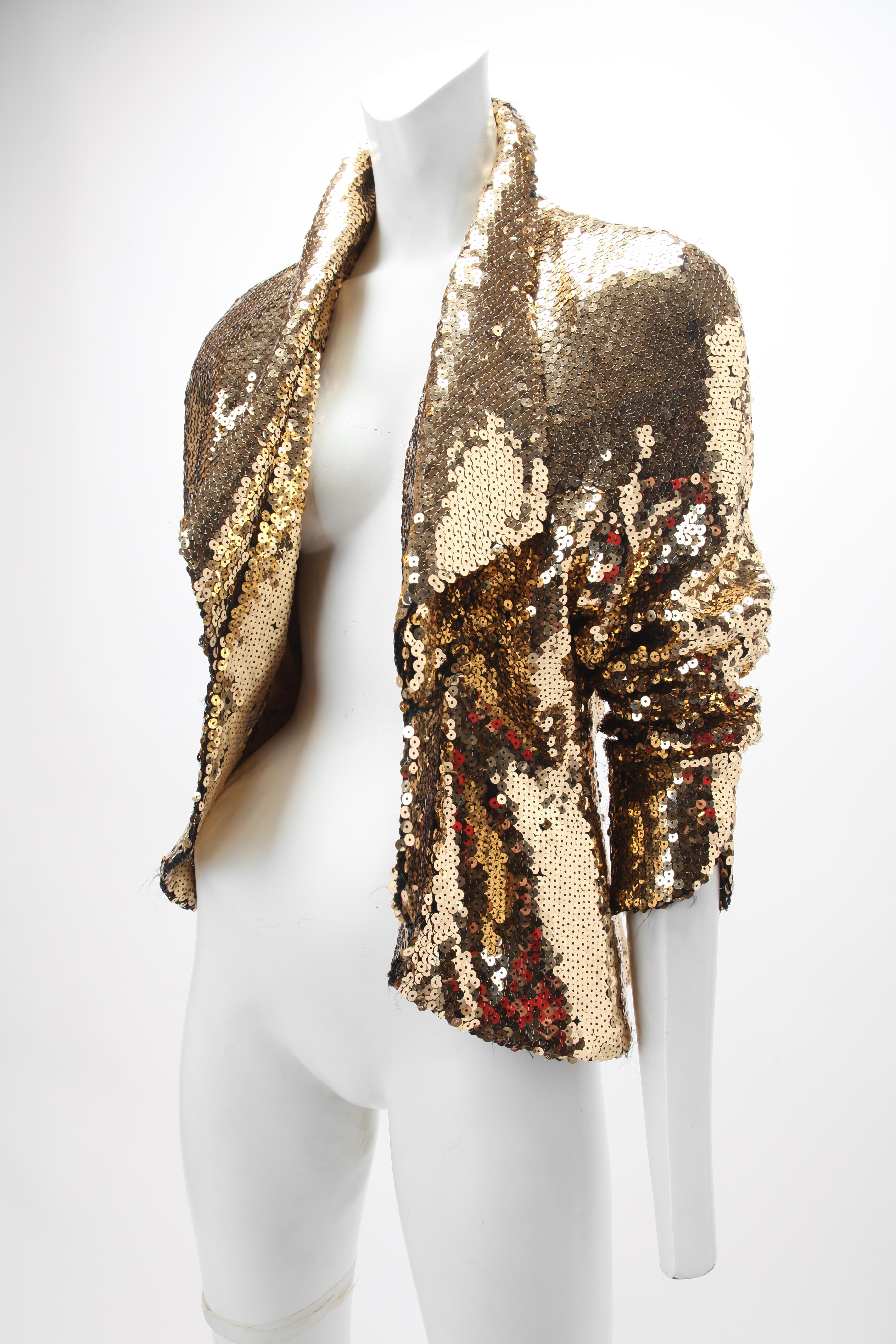1980s Thierry Mugler Gold Sequin Jacket Rare For Sale 3