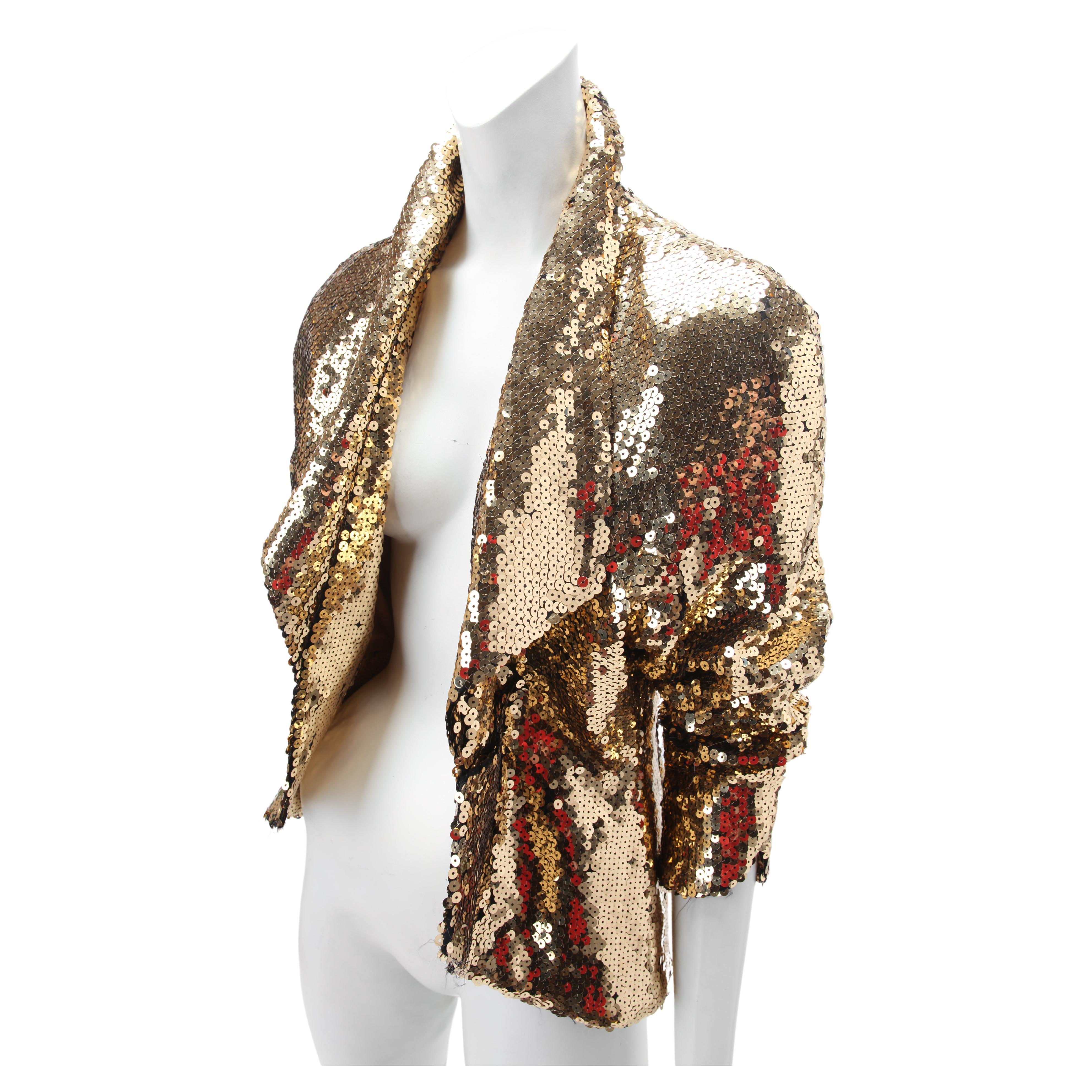1980s Thierry Mugler Gold Sequin Jacket Rare For Sale