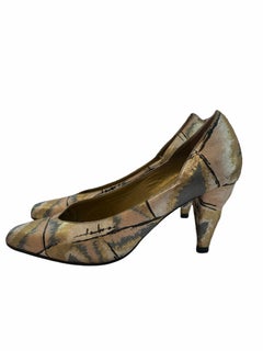 1980S THIERRY MUGLER Metallic Leather Printed Heels