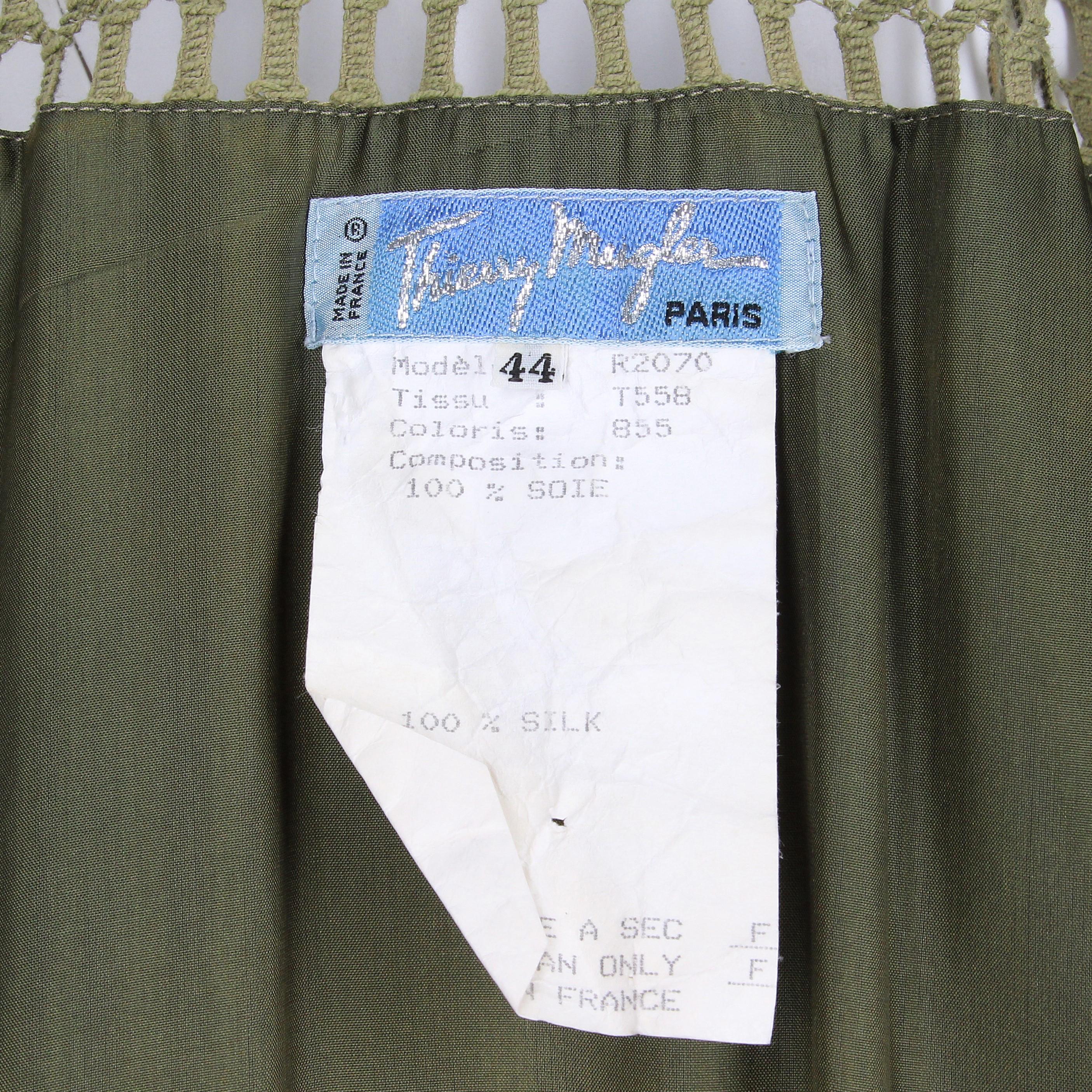 Brown 1980s Thierry Mugler Military Green Dress