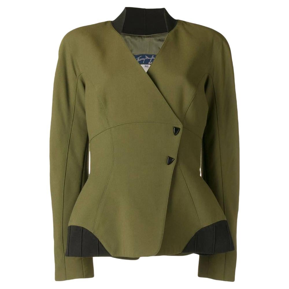 1980s Thierry Mugler Olive Green Jacket