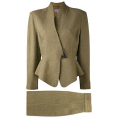 1980s Thierry Mugler Olive Green Suit