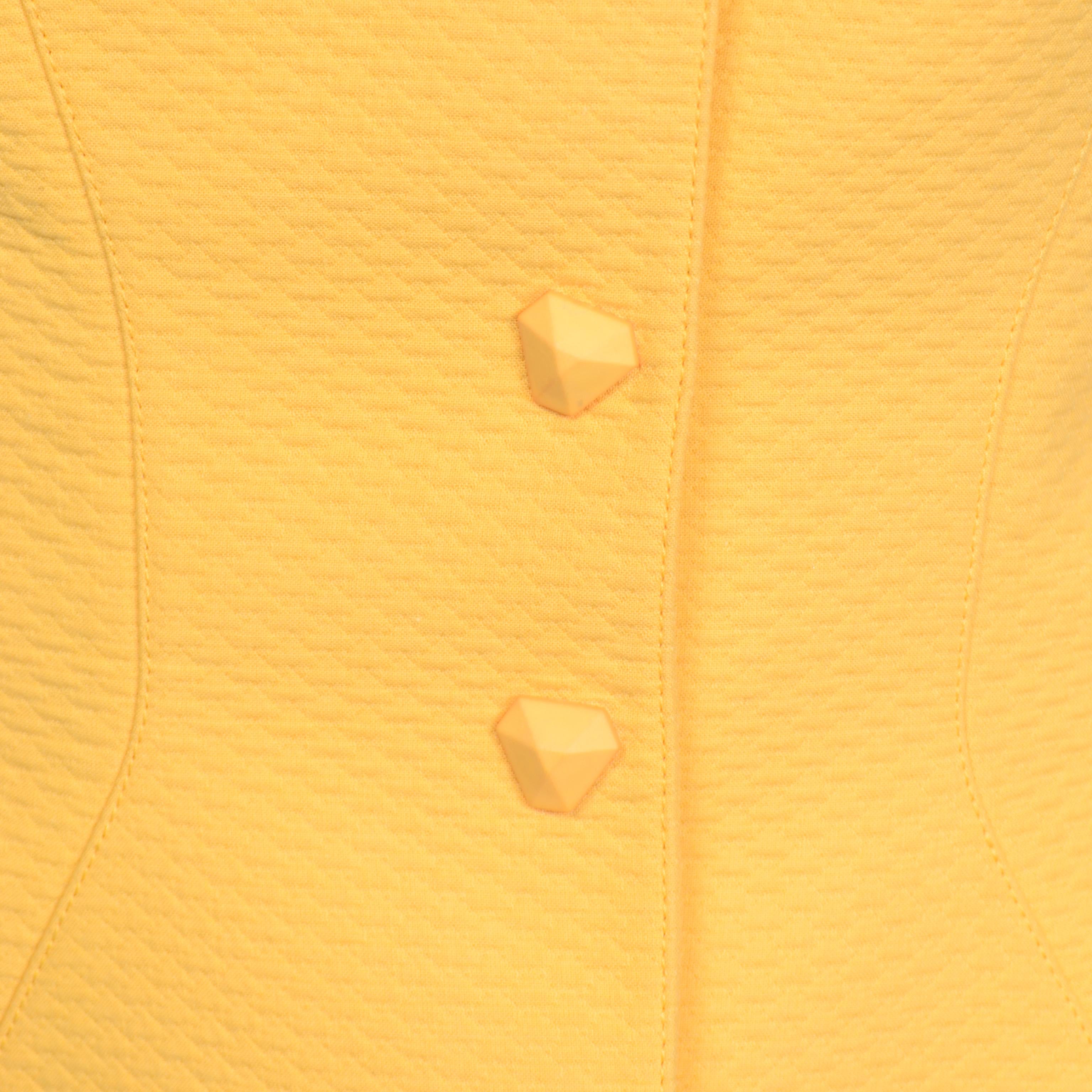 Thierry Mugler Paris jupe jaune vintage avec blazer péplum ajouré, années 80 en vente 2