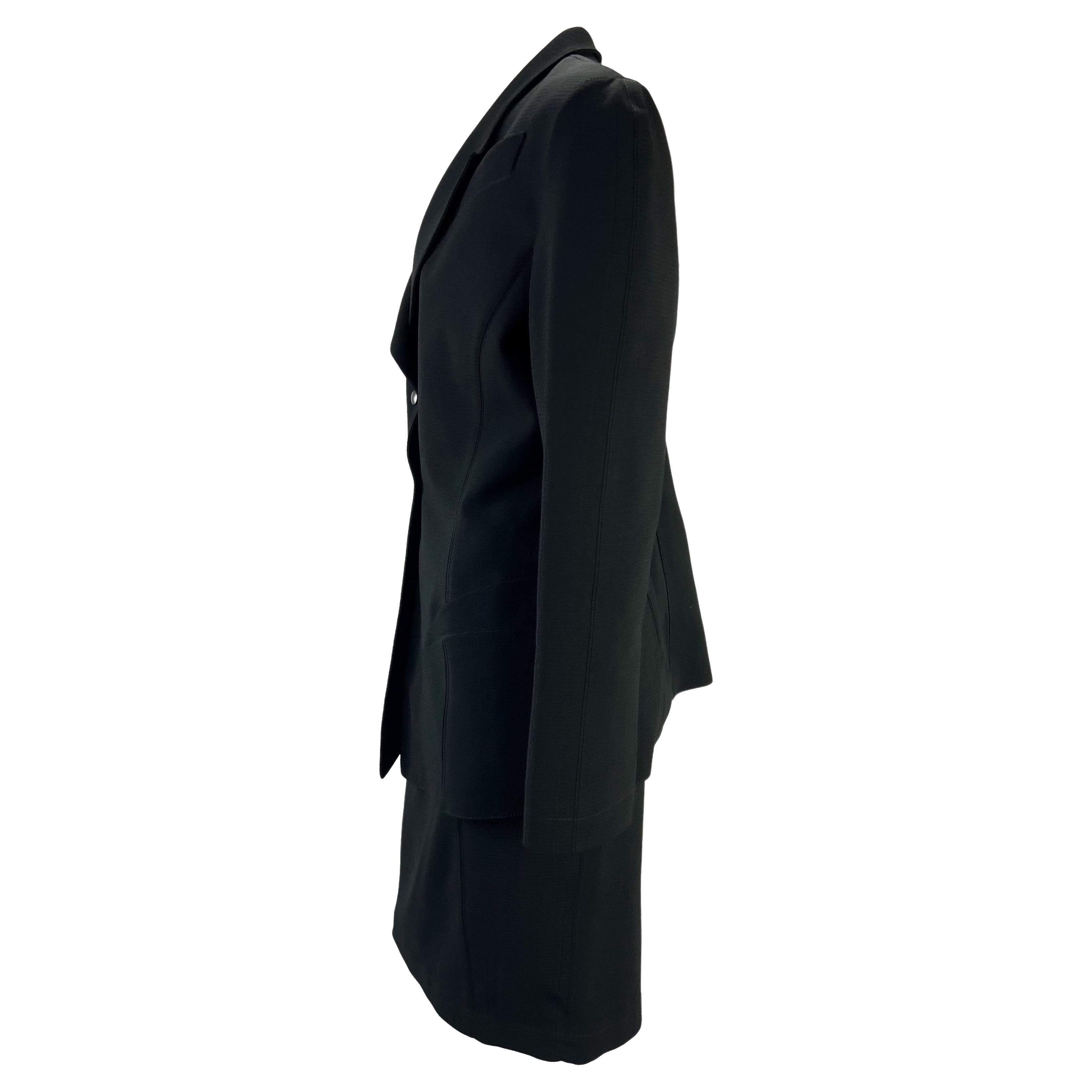 1980s Thierry Mugler Sculptural Black Wool Skirt Suit In Excellent Condition For Sale In West Hollywood, CA